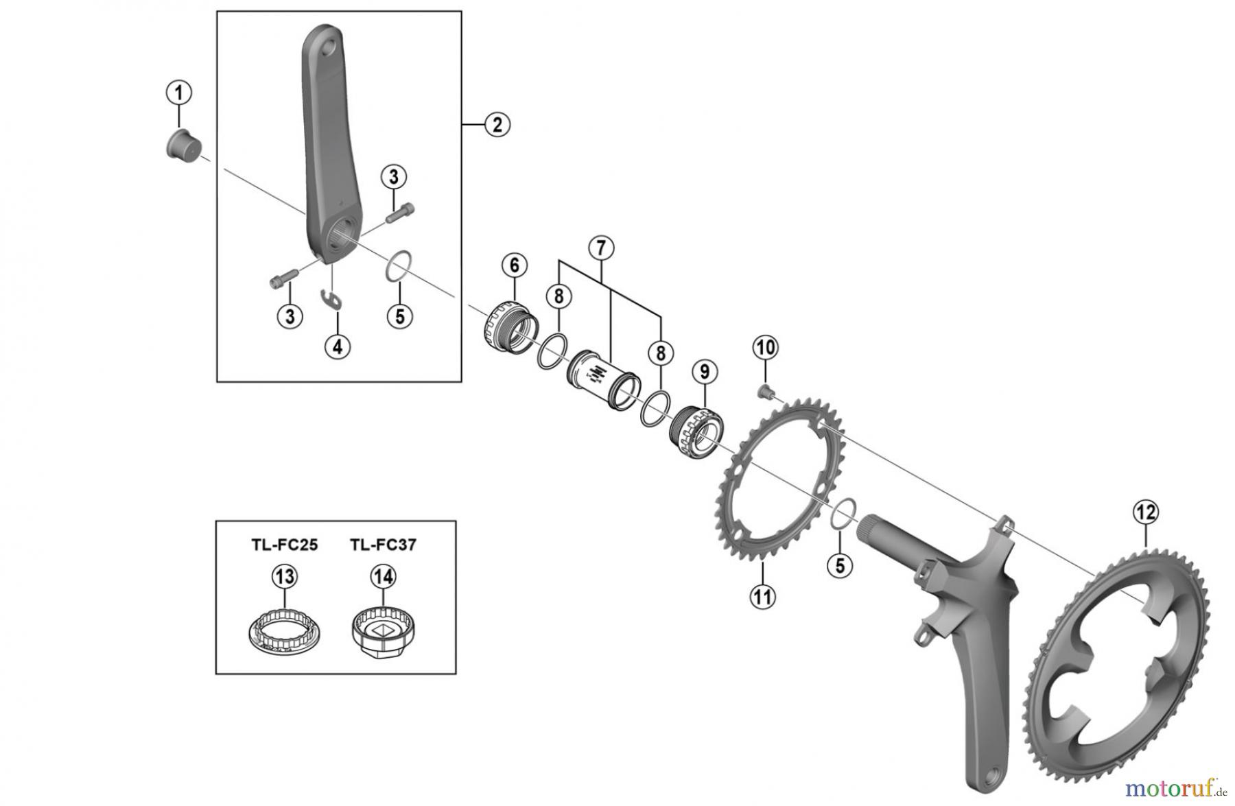  Shimano FC Front Chainwheel - Kurbelsatz, Vorderes Kettenblatt FC-R7000 SHIMANO 105 Crankset