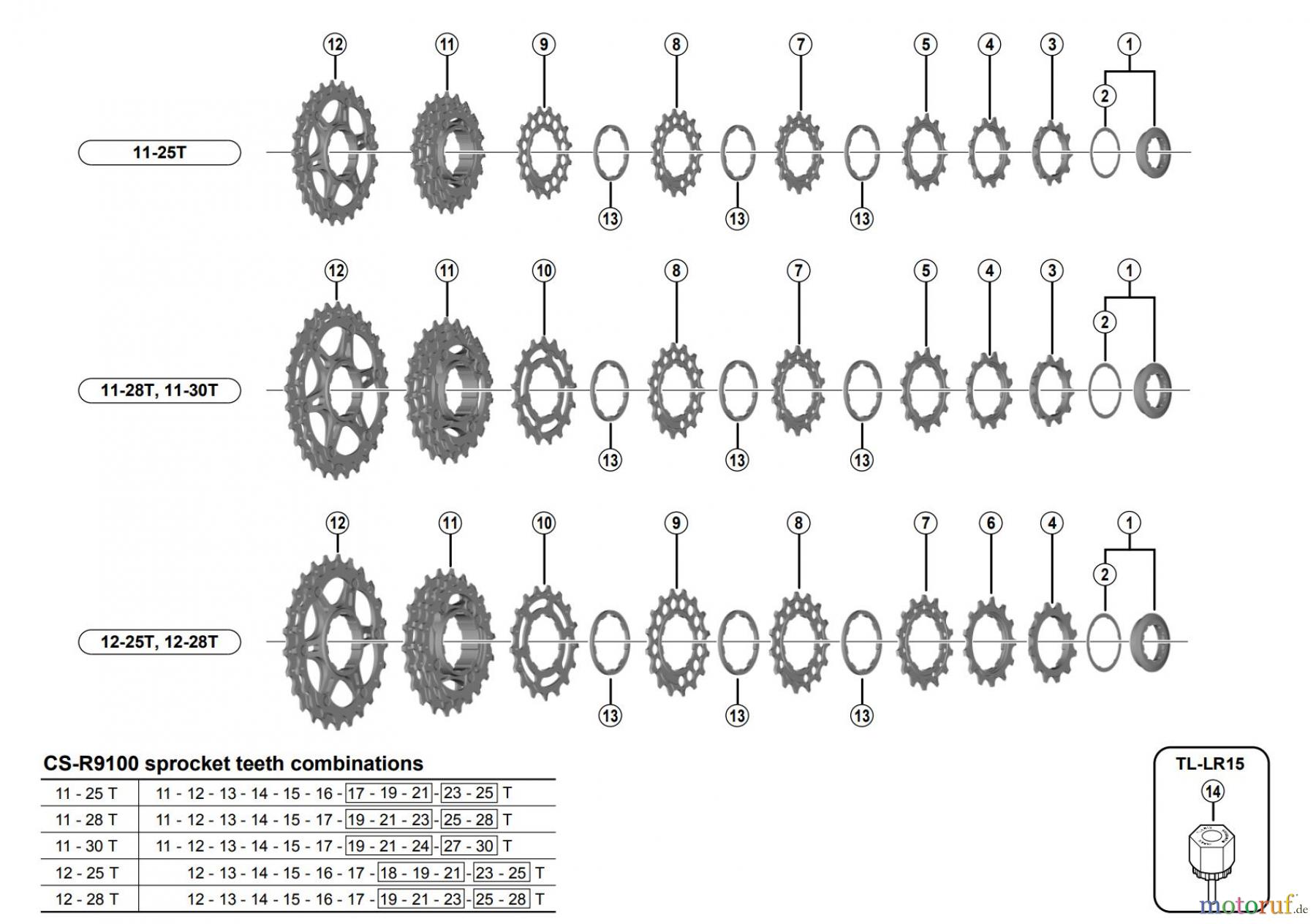  Shimano CS Cassette / Zahnkranz CS-R9100 DURA-ACE Cassette Sprocket 11-speed