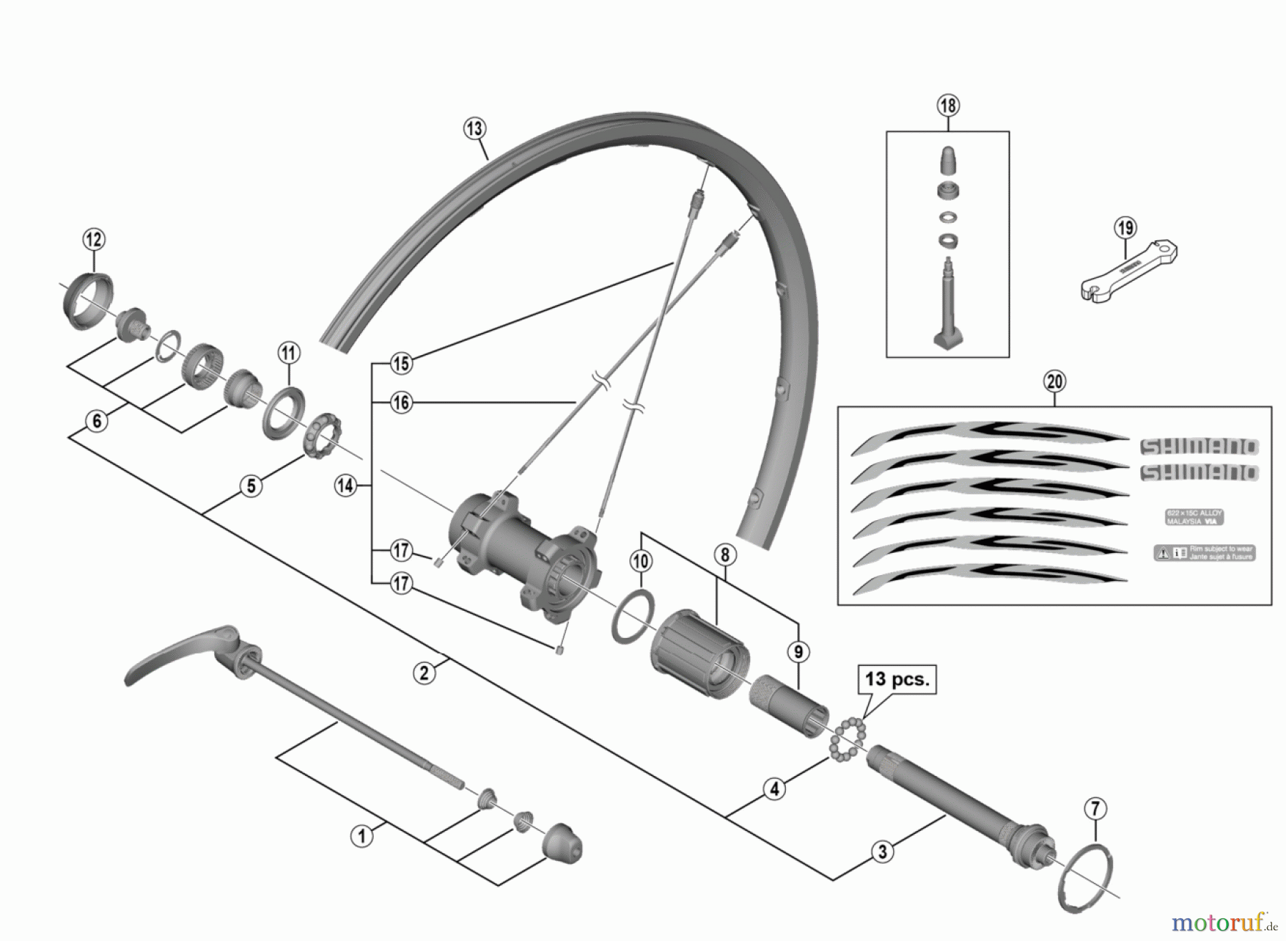  Shimano WH Wheels - Laufräder WH-RS500-TL-R Rear Wheel