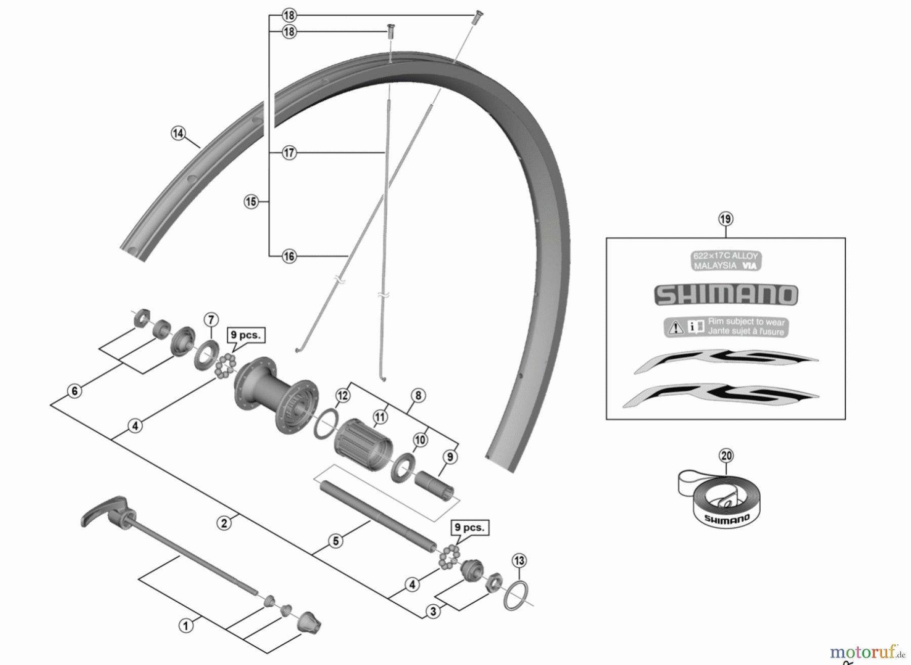  Shimano WH Wheels - Laufräder WH-RS100-CL-R  Rear Wheel