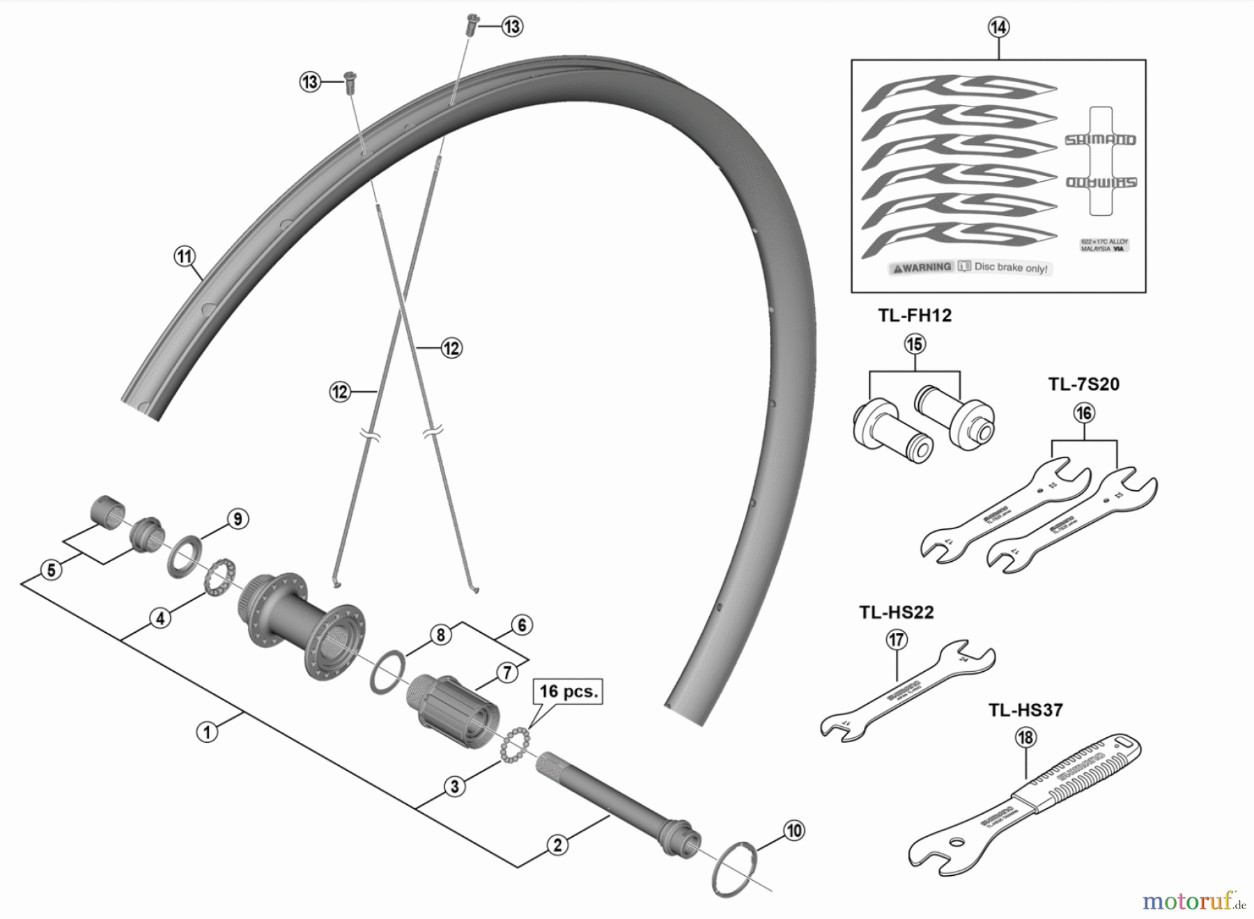  Shimano WH Wheels - Laufräder WH-RS170-CL-R12 Rear Wheel 