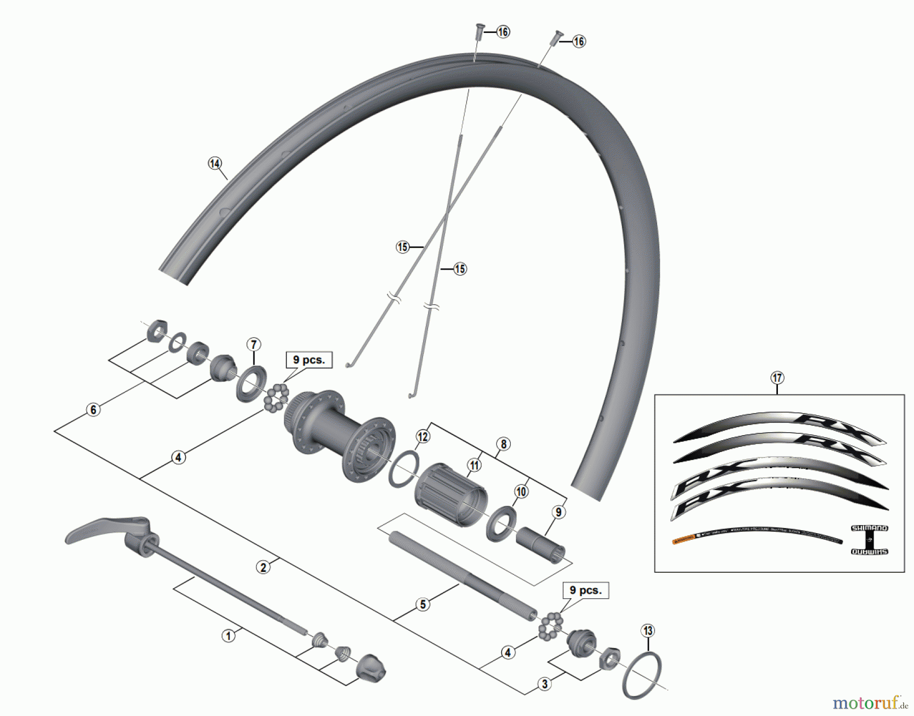  Shimano WH Wheels - Laufräder WH-RX010-R  Rear Wheel (10/11-speed)