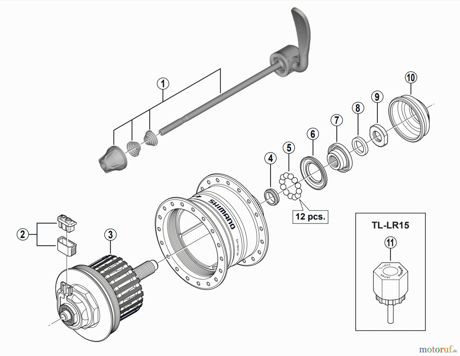  Shimano DH Dynamo Hub - Nabendynamo DH-3D37-QR Shimano Nabendynamo