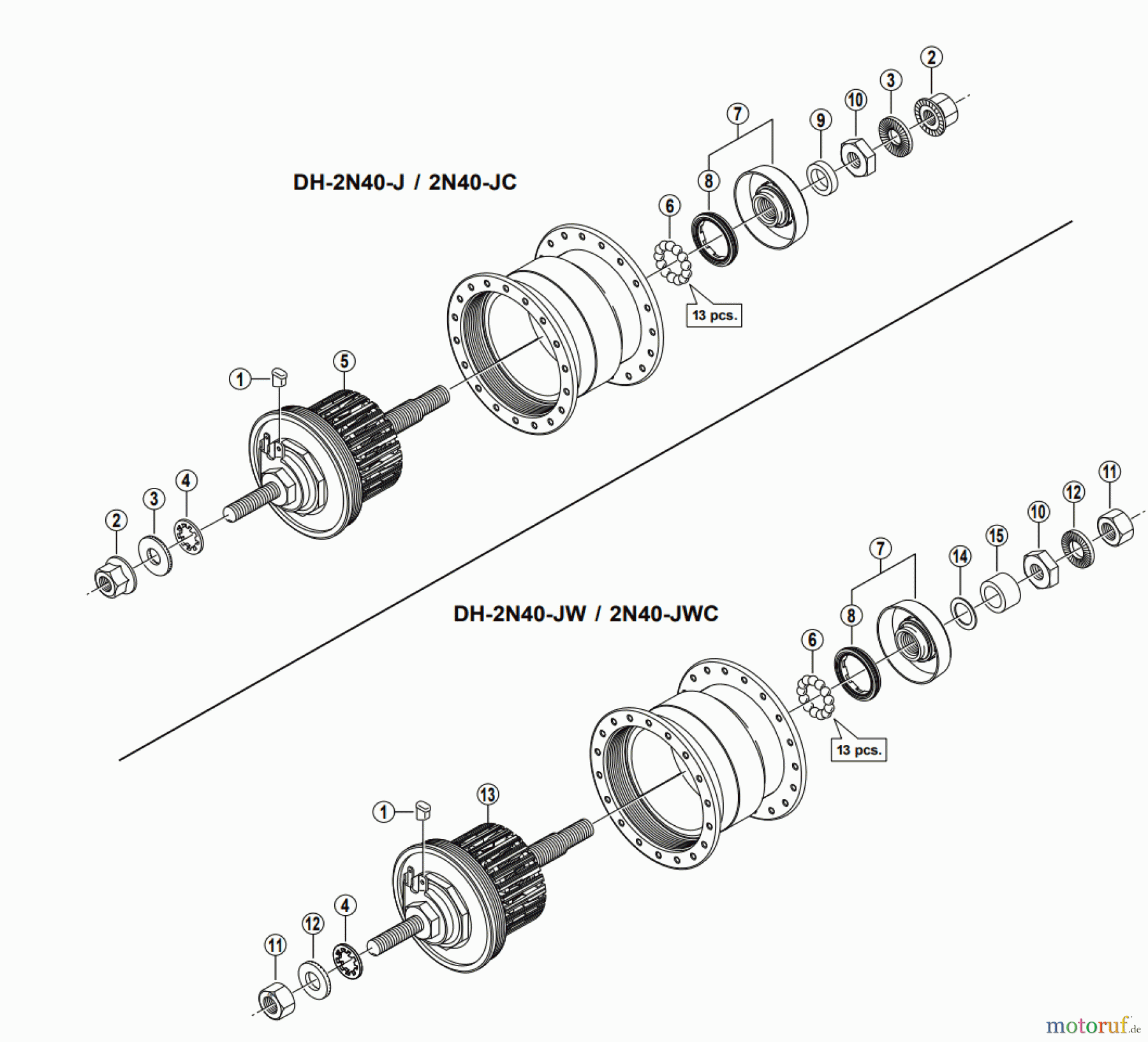  Shimano DH Dynamo Hub - Nabendynamo DH-2N40-J, DH-2N40-JC, DH-2N40-JW, DH-2N40-JWC  Nexus Hub Dynamo （6V-2.4W)