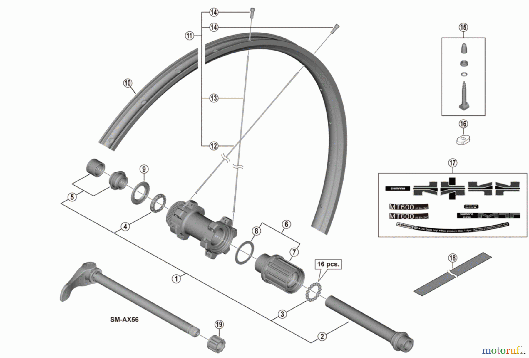  Shimano WH Wheels - Laufräder WH-MT600-TL-R12-275  Rear Wheel