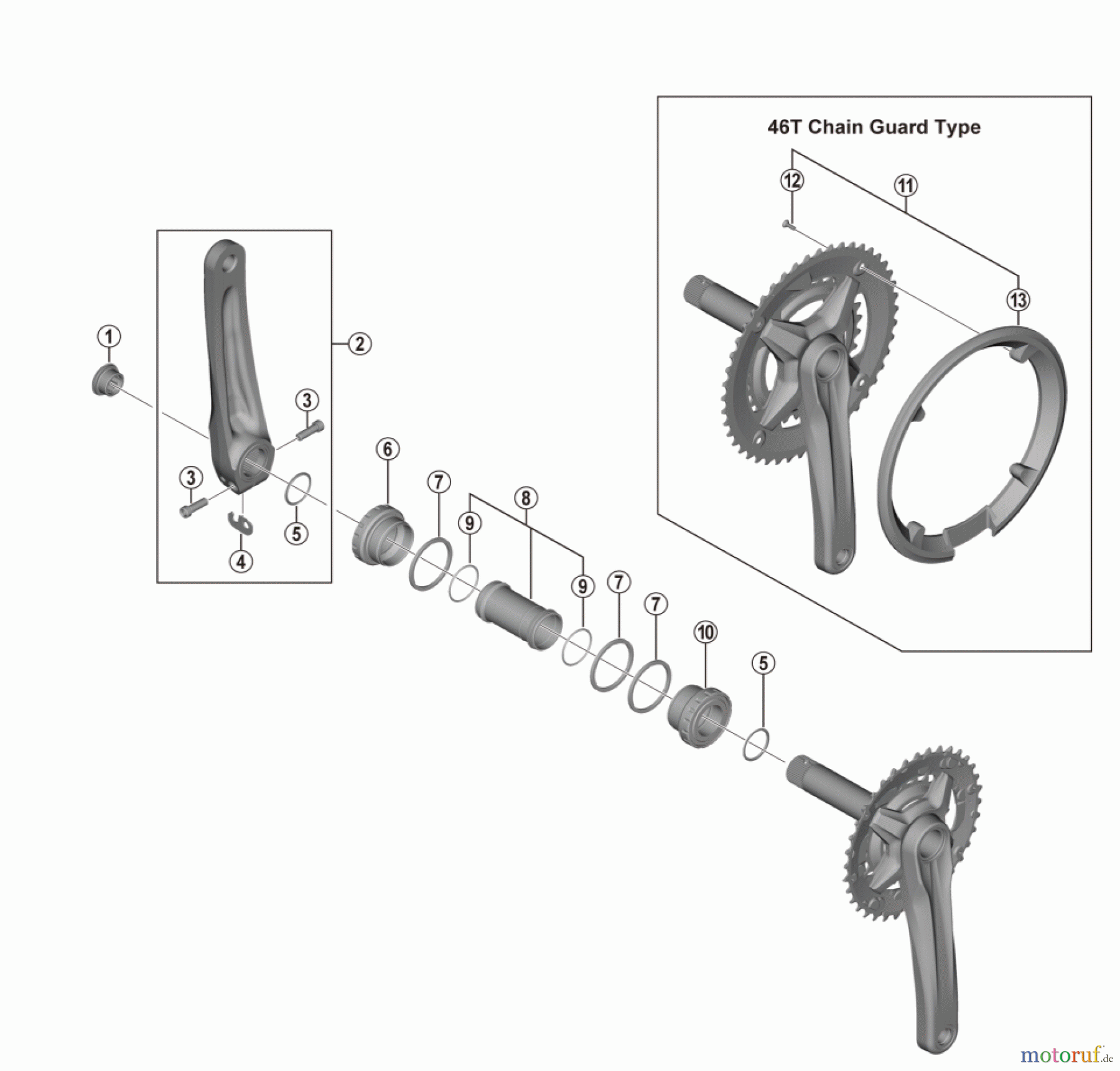  Shimano FC Front Chainwheel - Kurbelsatz, Vorderes Kettenblatt FC-MT210-2, FC-MT210-B2  Crankset