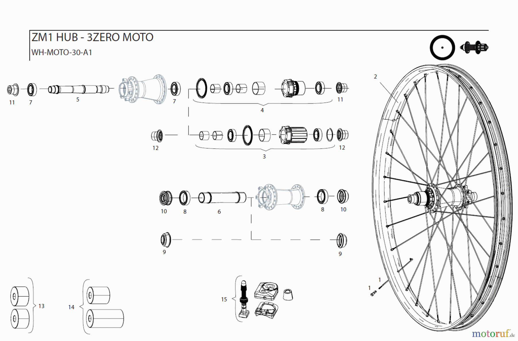  Sram Zipp ZM1 HUB - 3ZERO MOTO WH-MOTO-30-A1