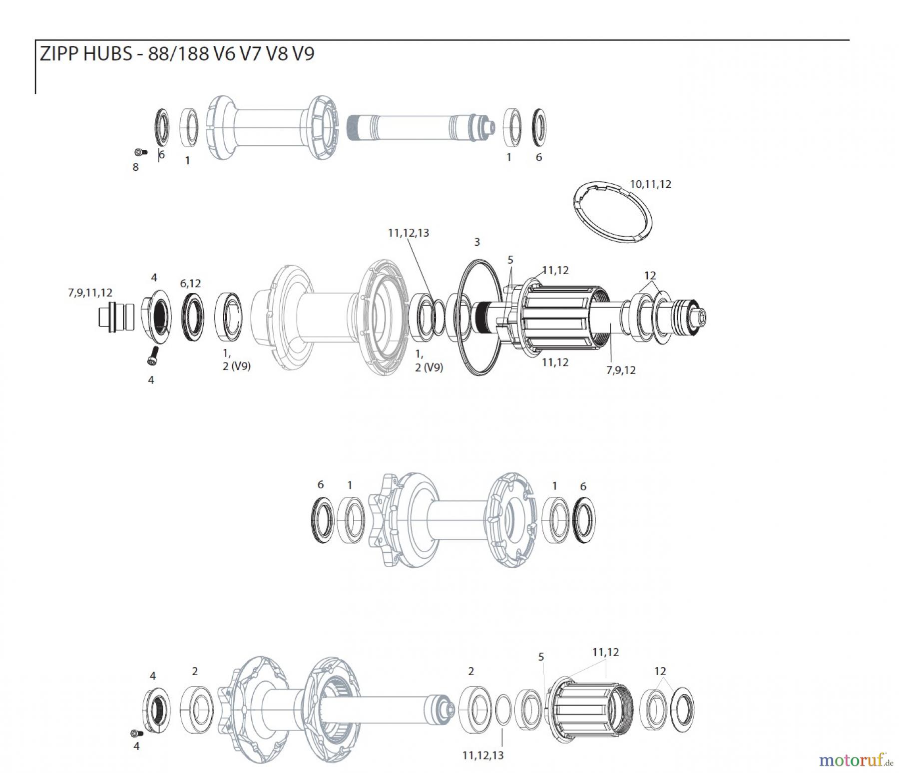  Sram Zipp ZIPP HUBS - 88/188 V6 V7 V8 V9