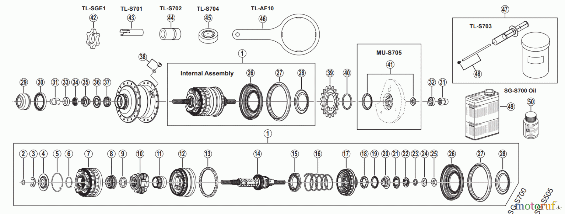  Shimano SG Getriebenabe /Nabenschaltung SG-S705  ALFINE 11-Speed Internal Hub