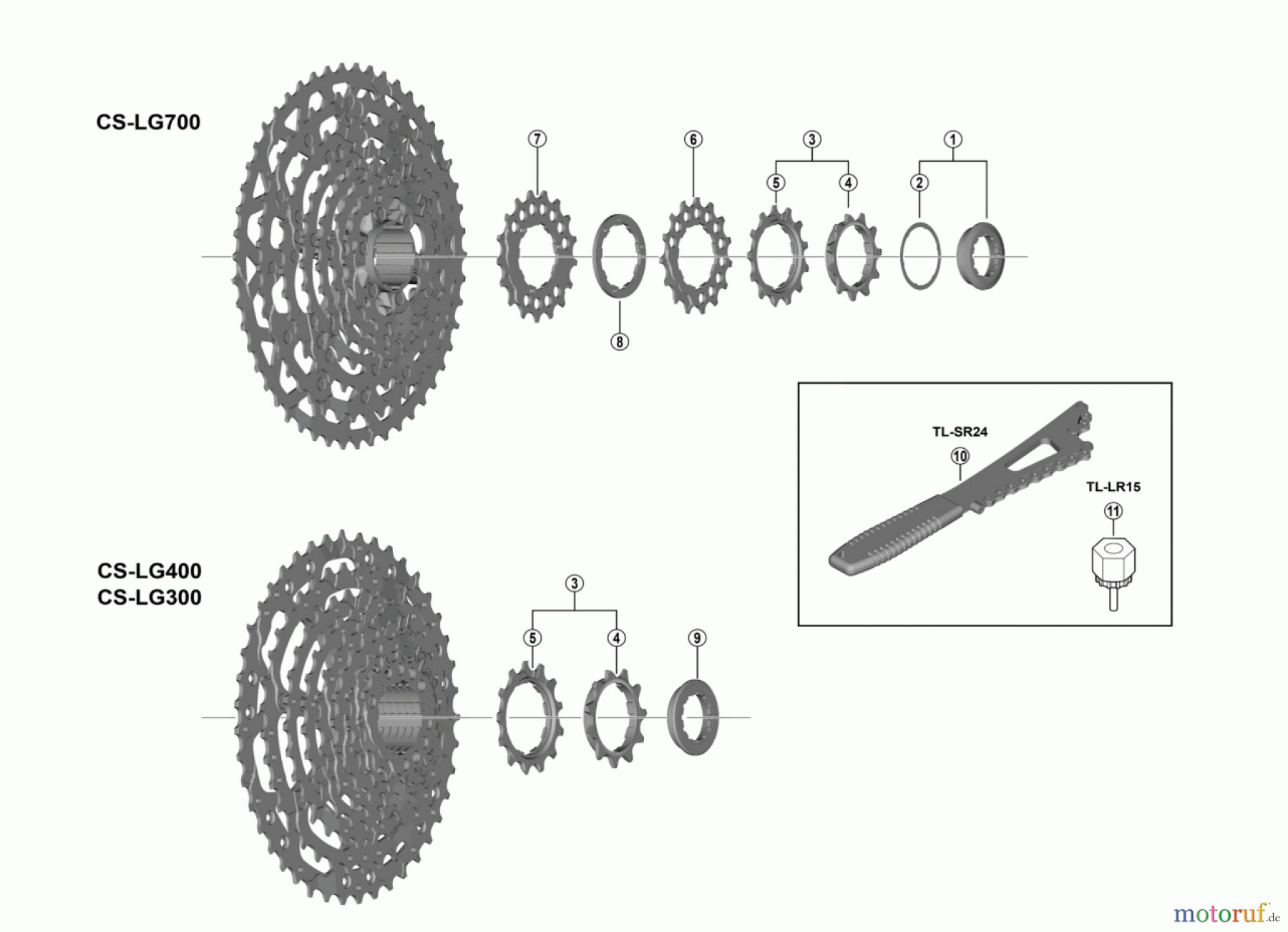  Shimano CS Cassette / Zahnkranz CS-LG700, CS-LG400, CS-LG300