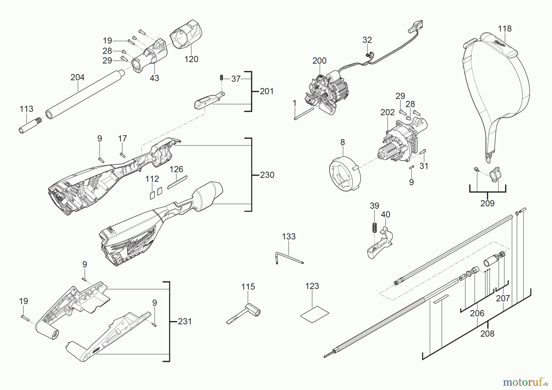  Milwaukee Akku-Geräte Outdoor M18 FTPS30 Akku-Teleskop-Astsaege Seite 1