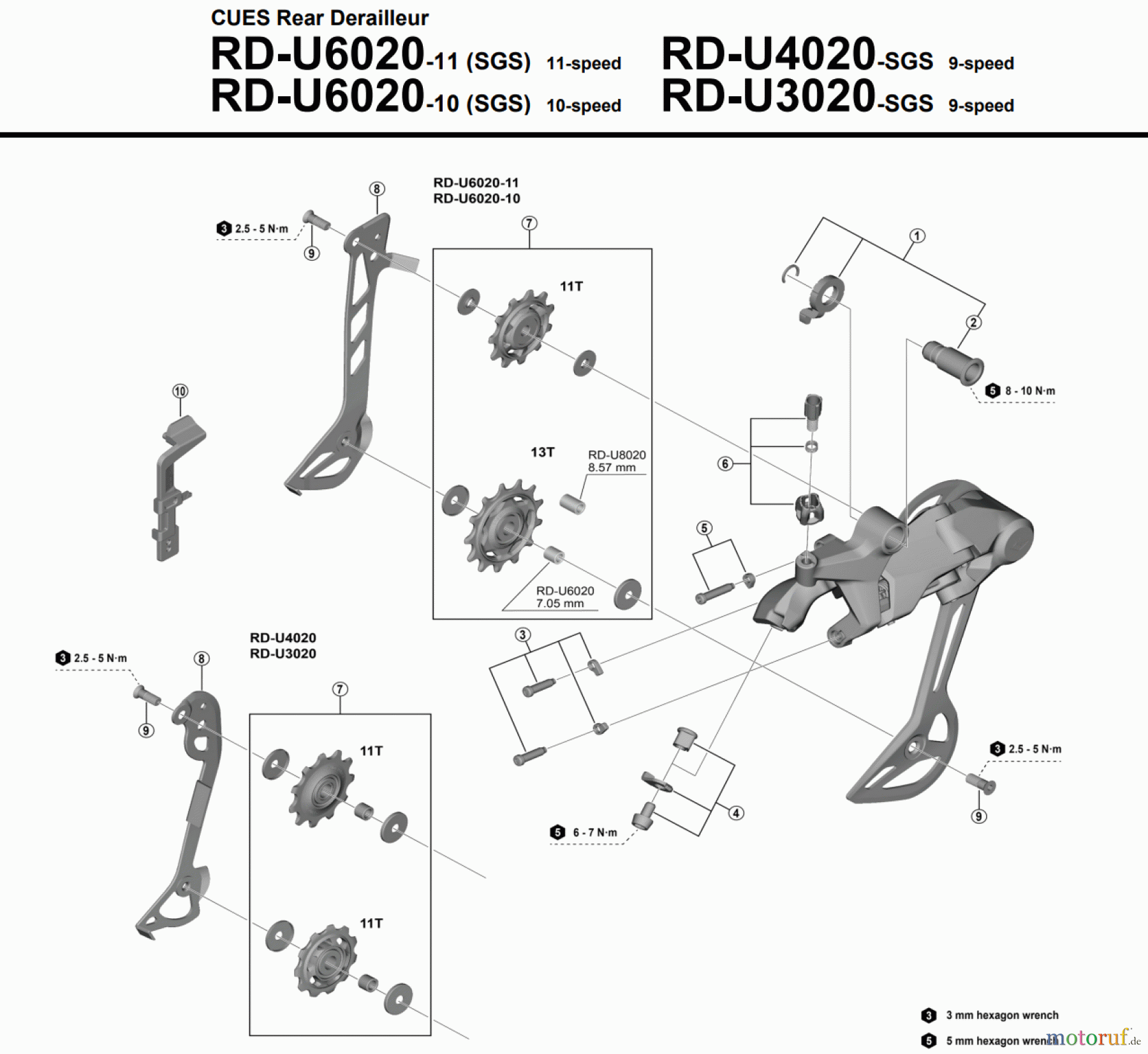  Shimano RD Rear Derailleur - Schaltwerk RD-U6020, RD-U4020, RD-U3020  CUES Rear Derailleur