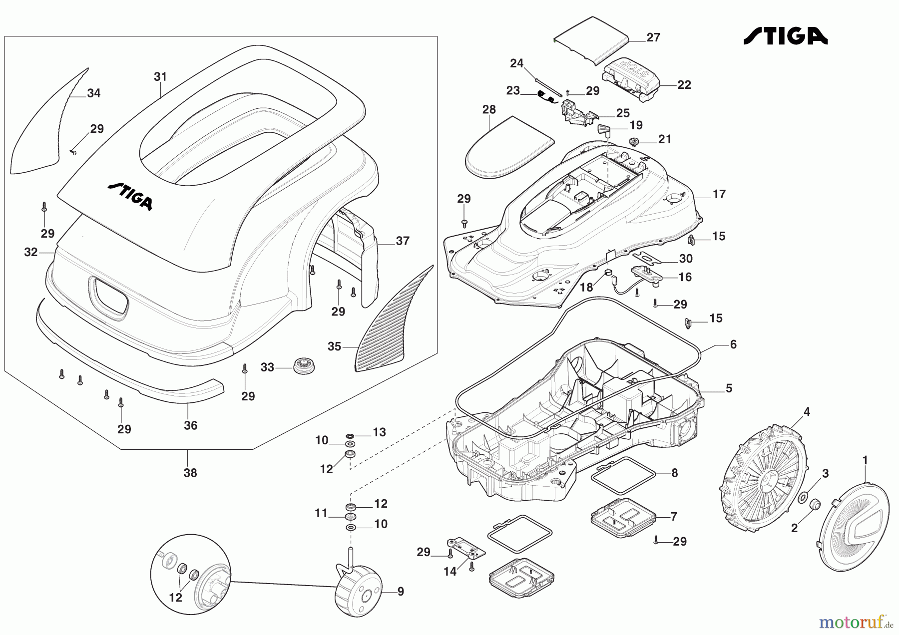  Stiga Mähroboter Baujahr 2024 G 3600 (2024) [2R5106018/ST1] Räder, Karosserie