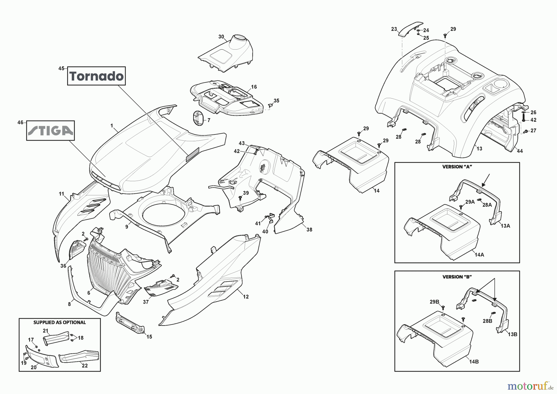  Stiga Aufsitzmäher Baujahr 2024 TORNADO 598e (2024) 2T0665481/ST2 Karosserie