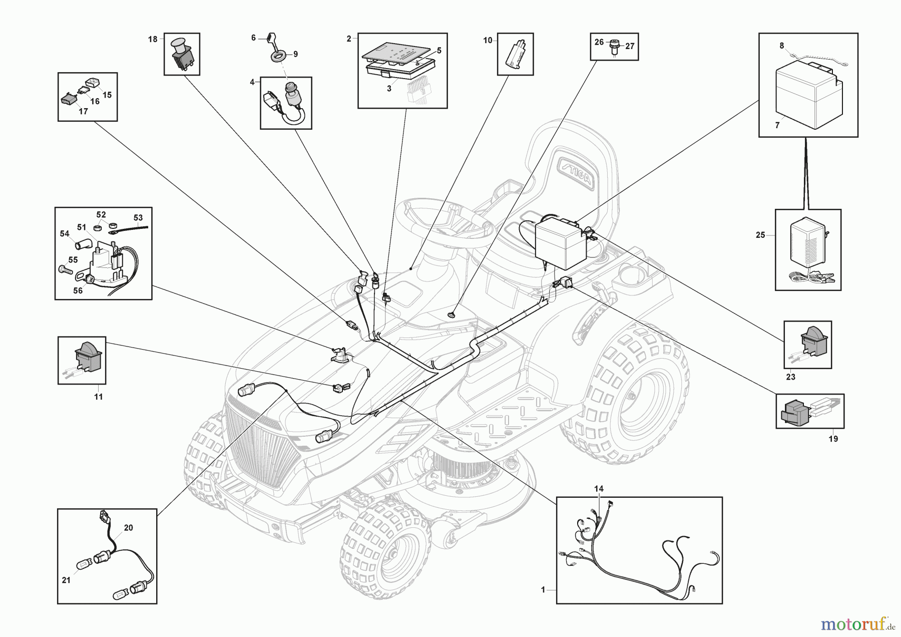  Stiga Aufsitzmäher Baujahr 2024 TORNADO 5108 W (2024) 2T1220481/ST2 Eletrischeteile