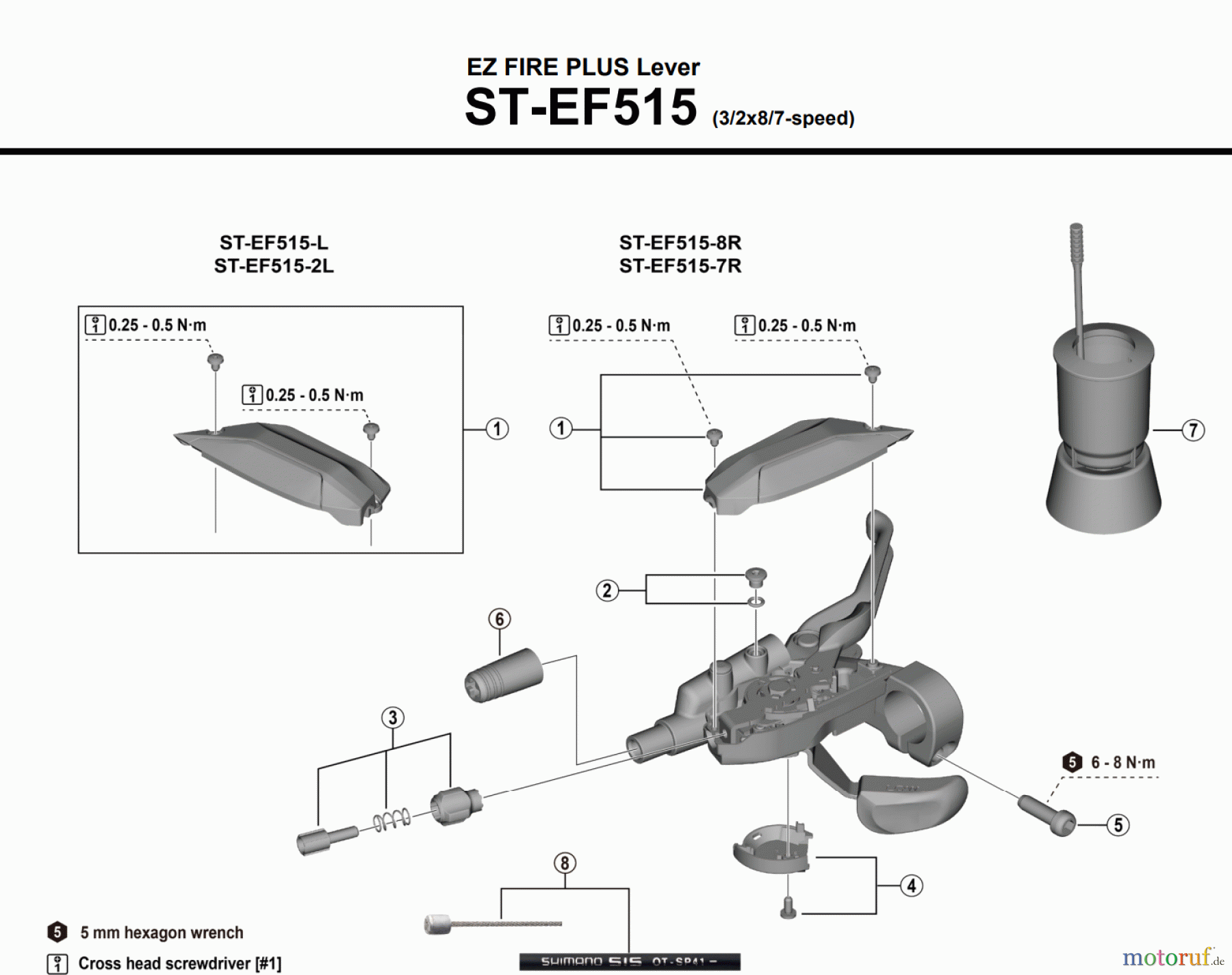  Shimano ST Rapidfire- Schaltbremshebel ST-EF515 EZ FIRE PLUS Lever