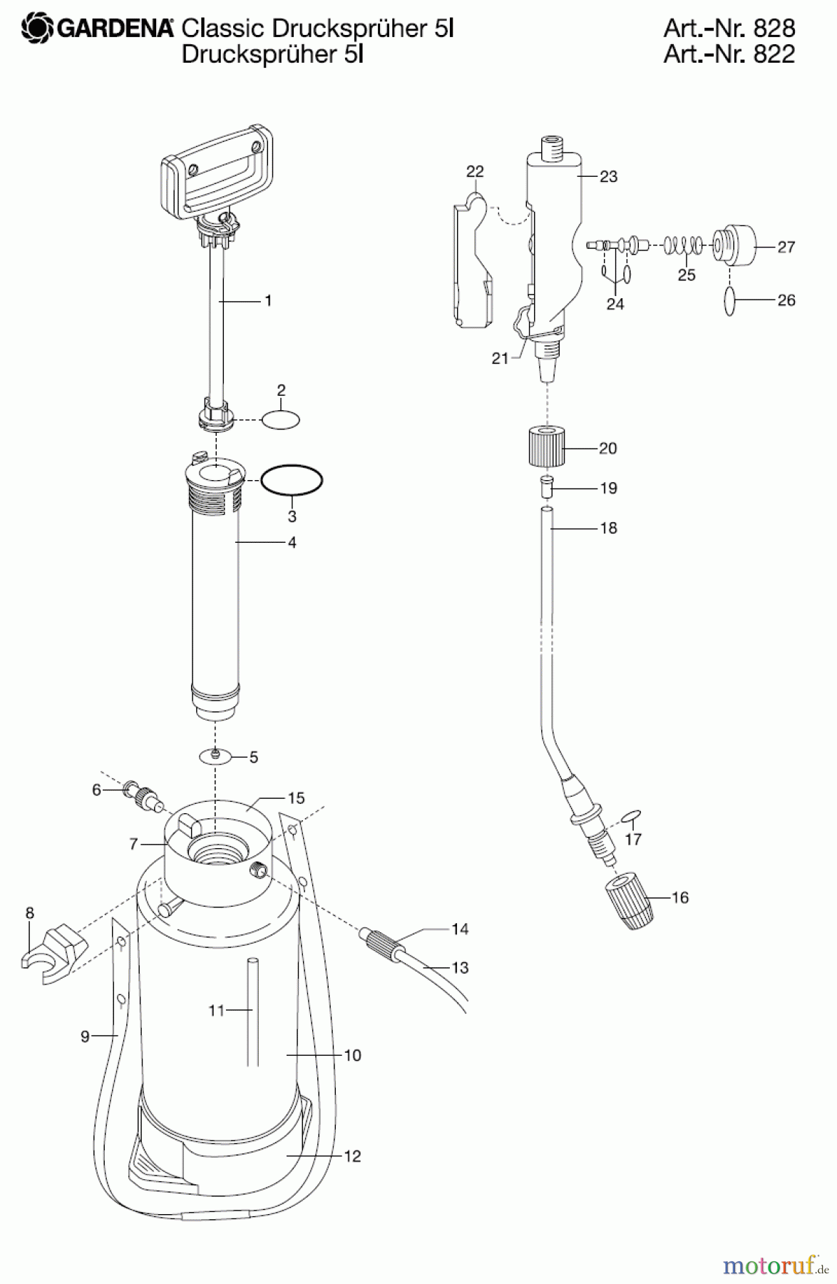  Gardena Wassertechnik Spritzgeräte Drucksprüher 5 L