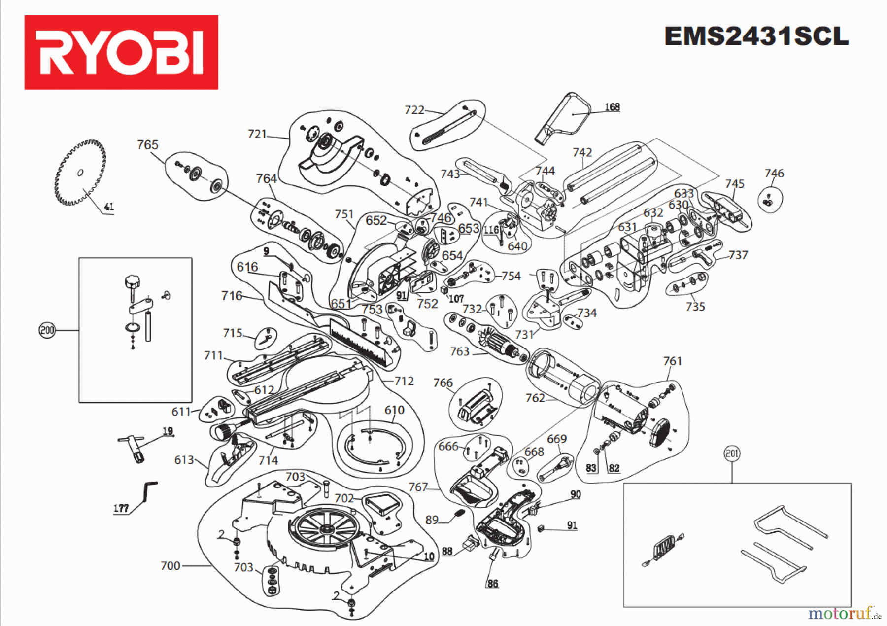  Ryobi Sägen Kapp- und Gehrungssägen EMS2431SCL Seite 1