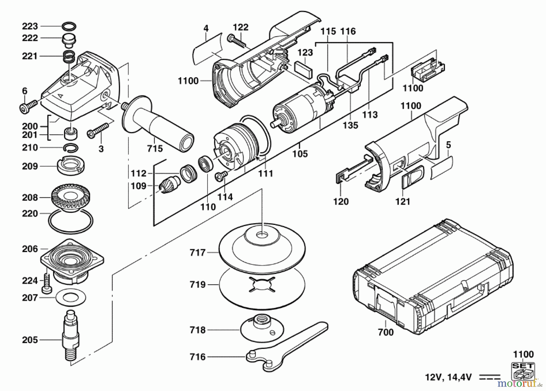  Milwaukee Akku-Geräte Schleifen und Polieren ältere Modelle  PAS14.4POWER PLU AK.-WINKELSCHLEIFER