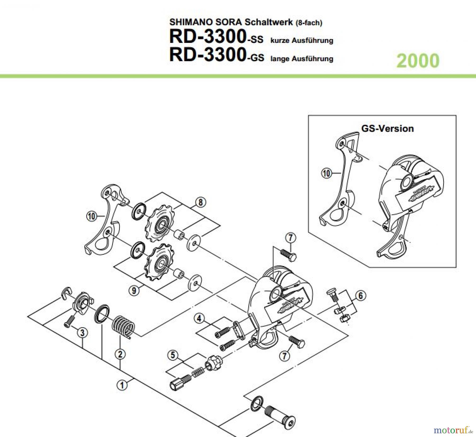  Shimano RD Rear Derailleur - Schaltwerk RD-3300-011R-012R-220179