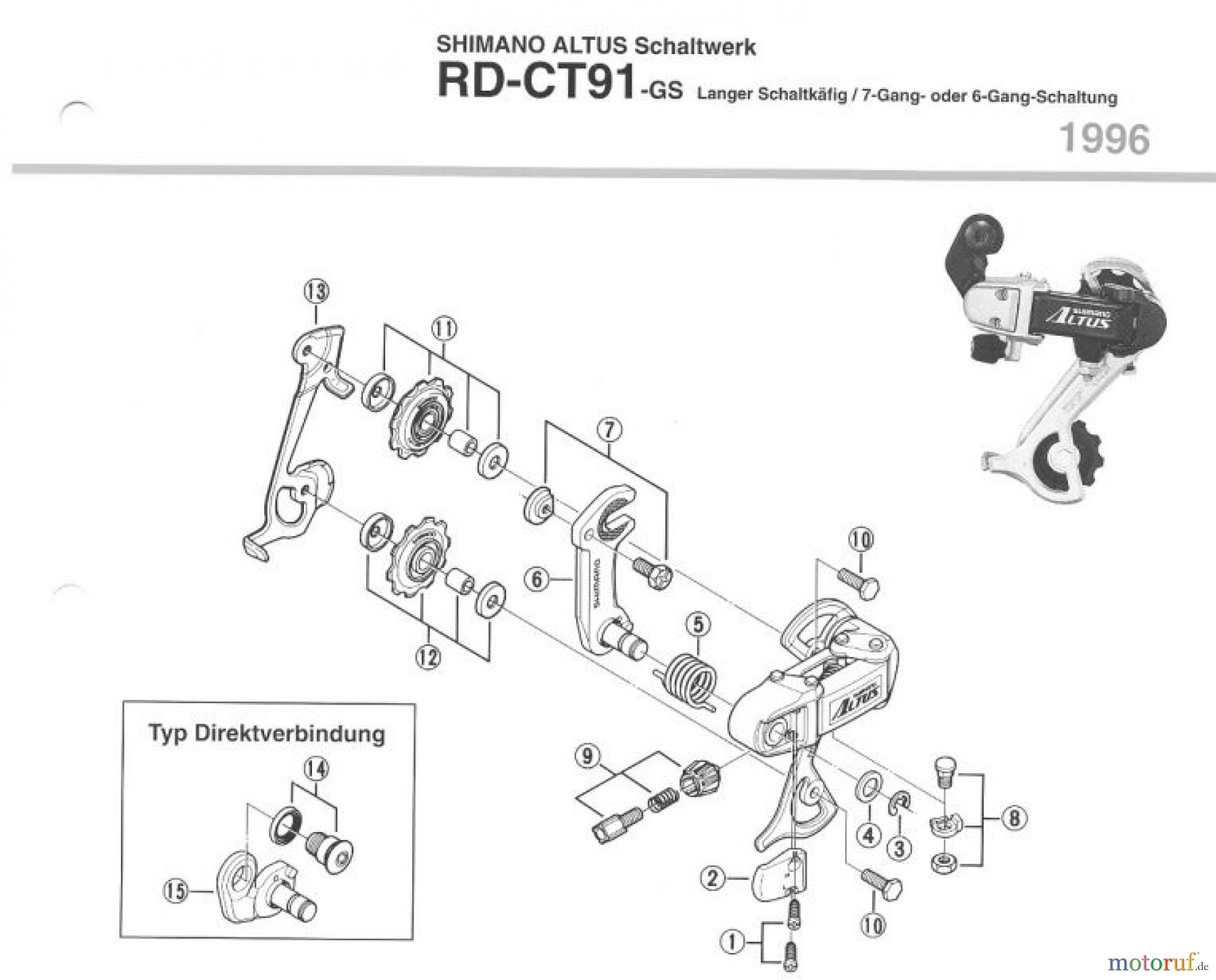  Shimano RD Rear Derailleur - Schaltwerk RD-CT91-96