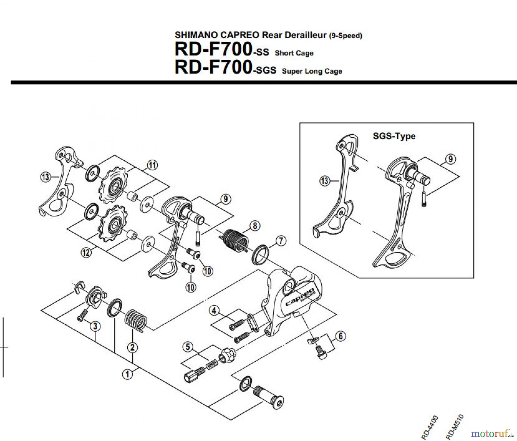  Shimano RD Rear Derailleur - Schaltwerk RD-F700