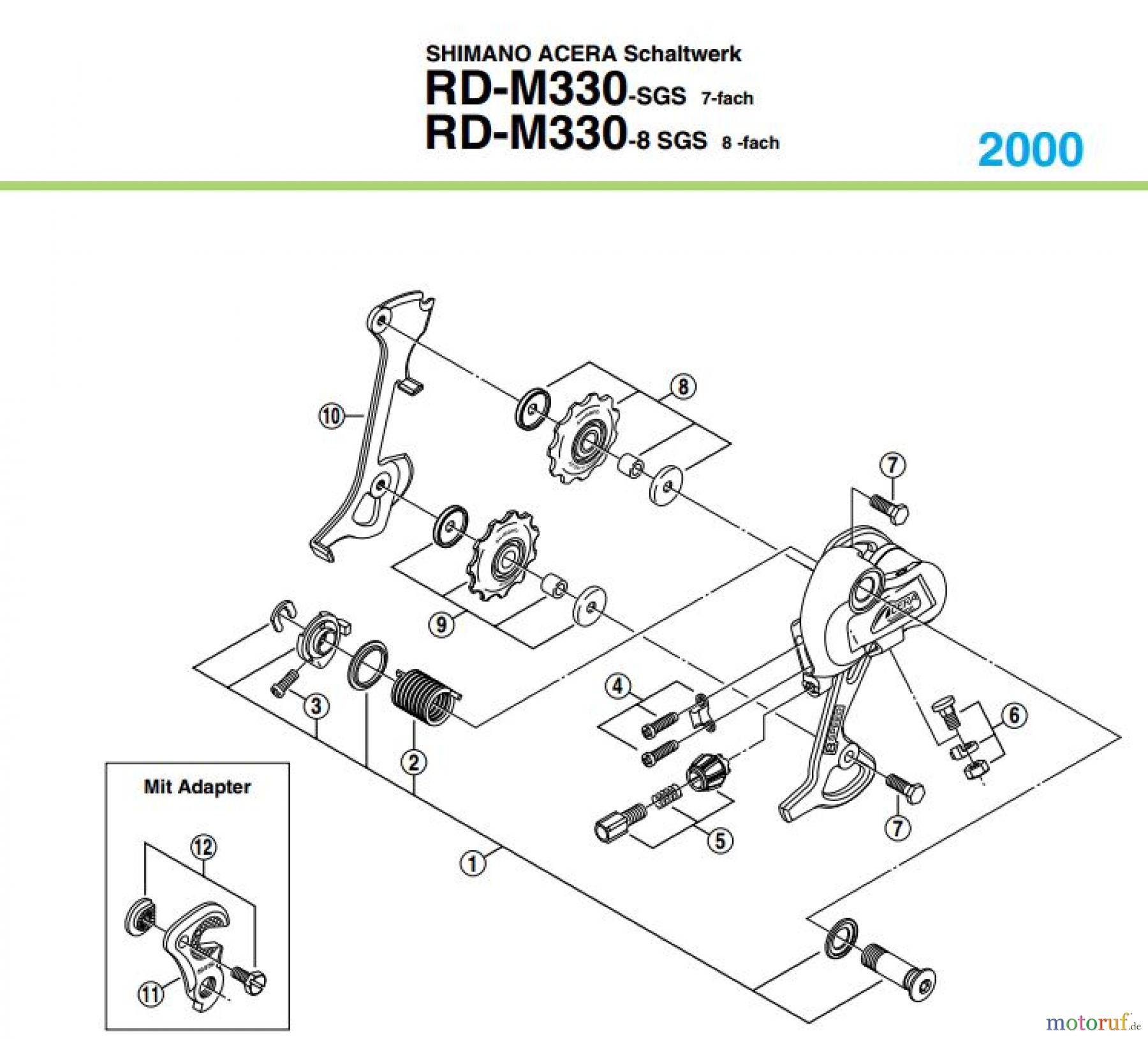  Shimano RD Rear Derailleur - Schaltwerk RD-M330-00