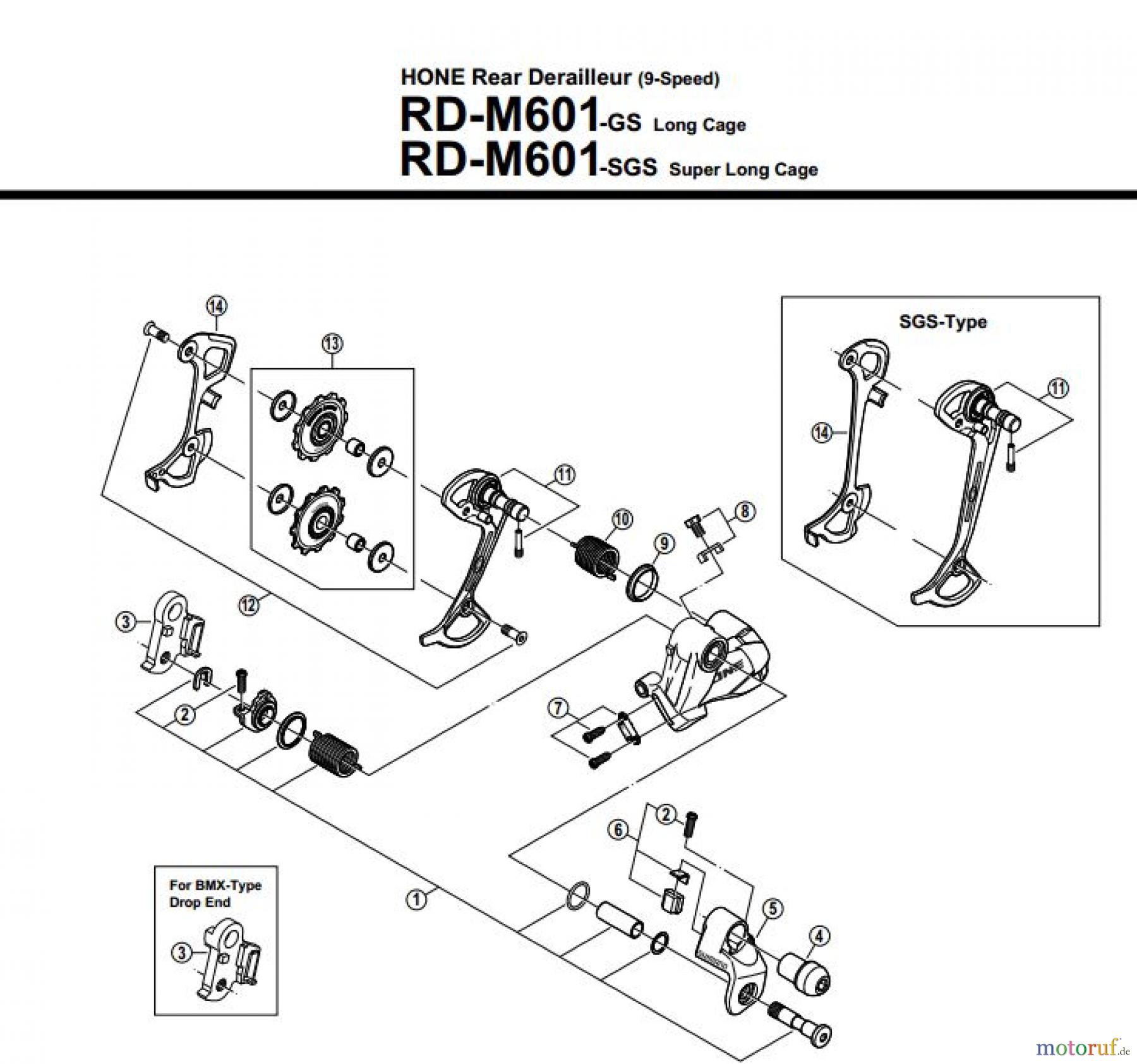  Shimano RD Rear Derailleur - Schaltwerk RD-M601