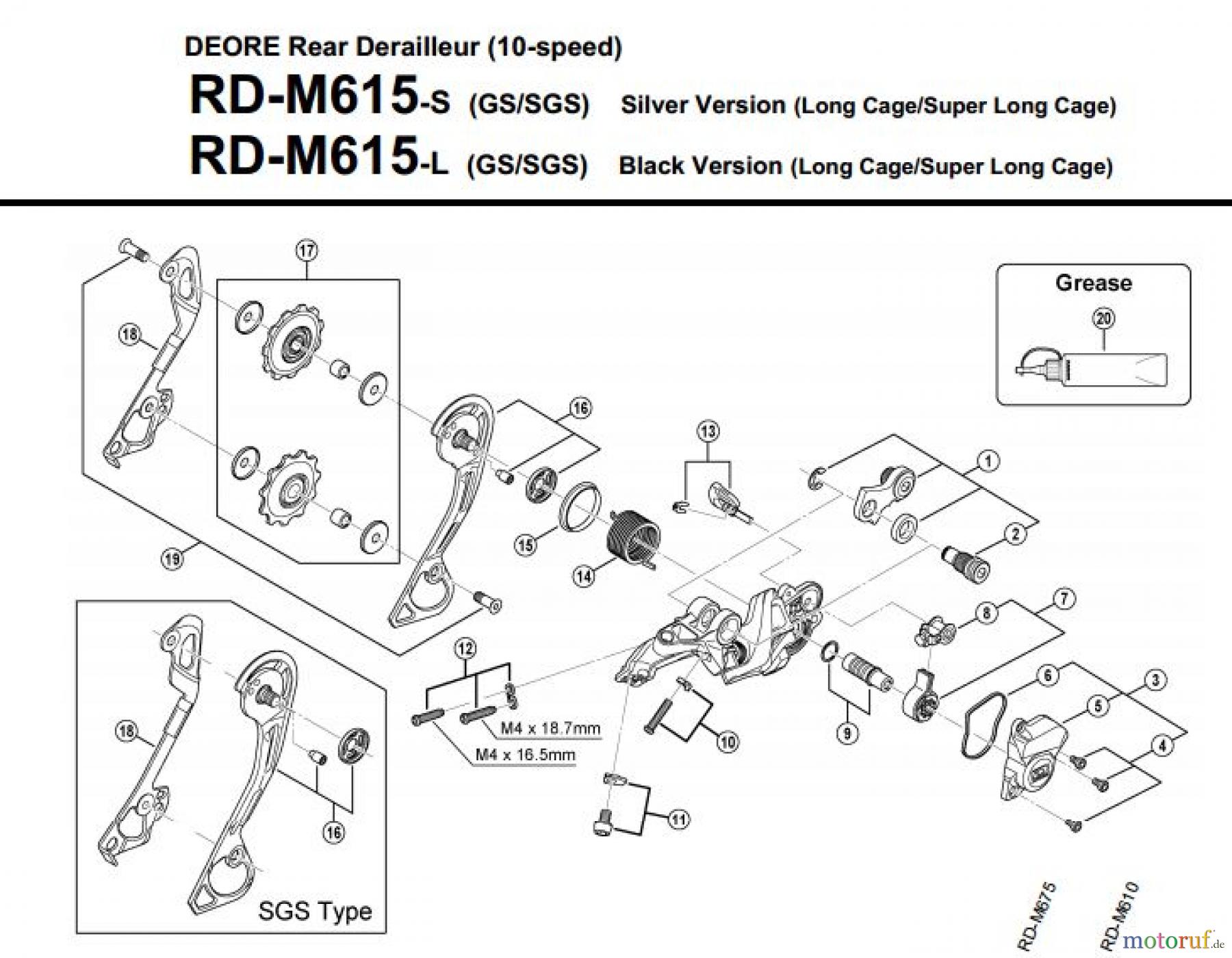  Shimano RD Rear Derailleur - Schaltwerk RD-M615-3520