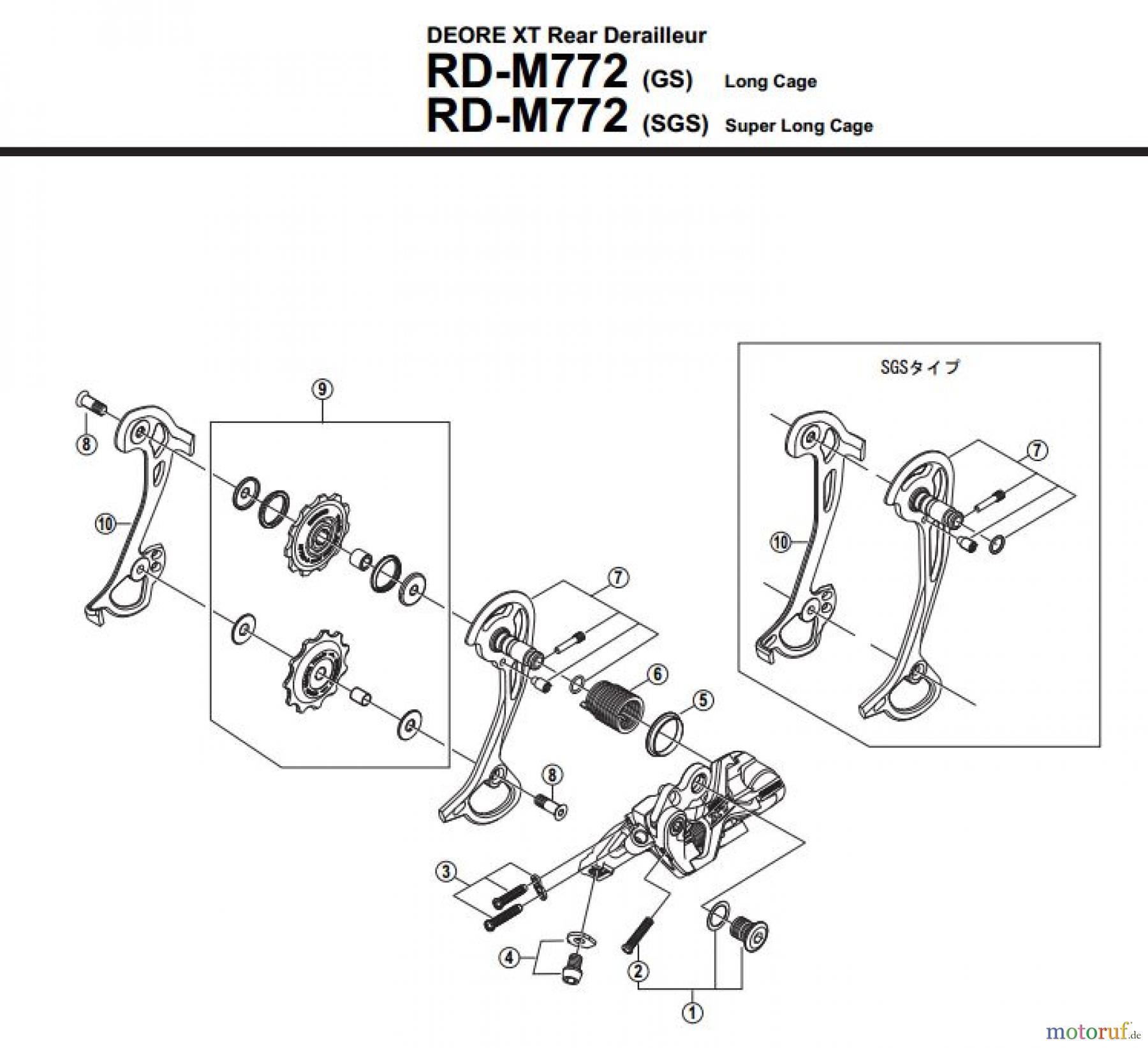  Shimano RD Rear Derailleur - Schaltwerk RD-M772-2707