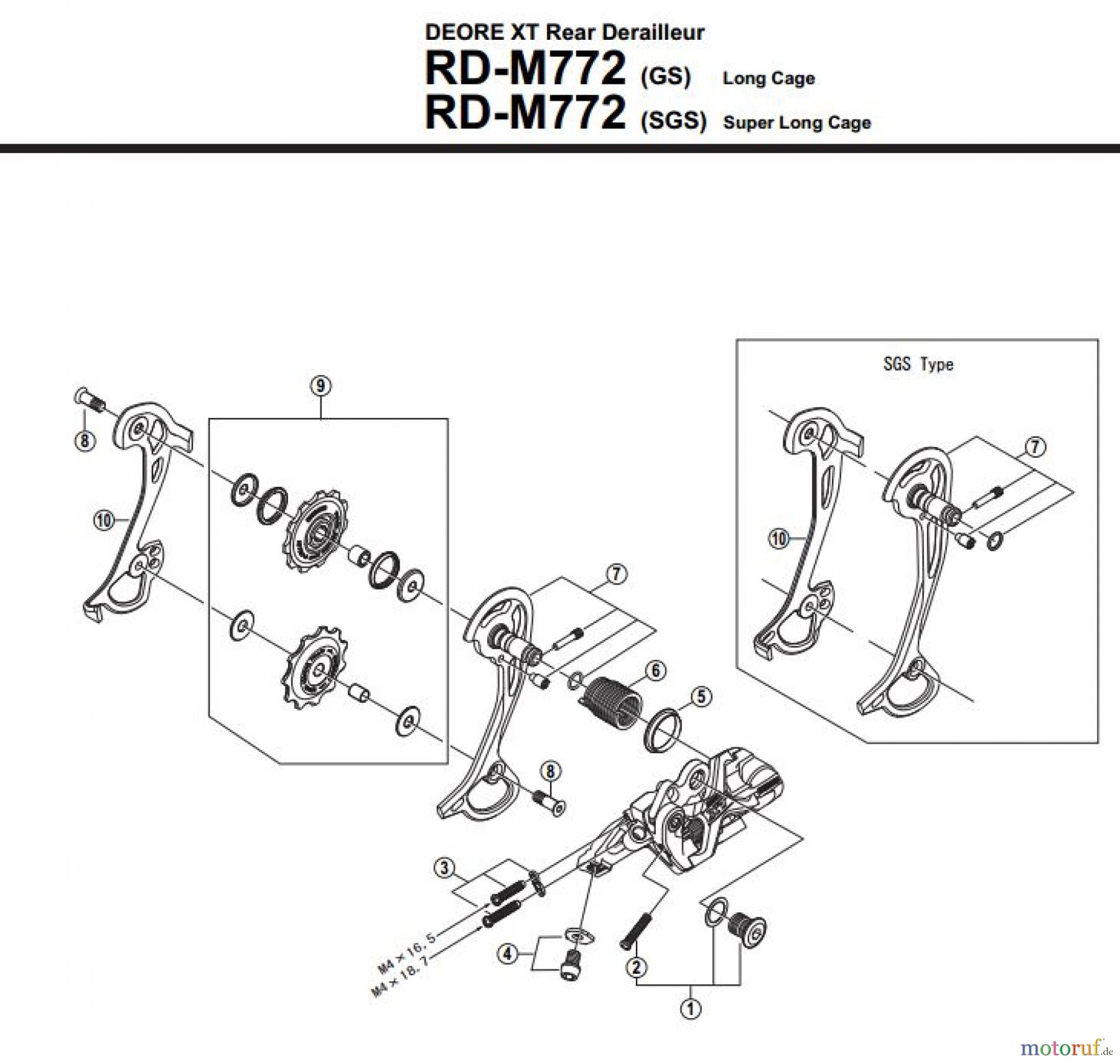  Shimano RD Rear Derailleur - Schaltwerk RD-M772-2707A