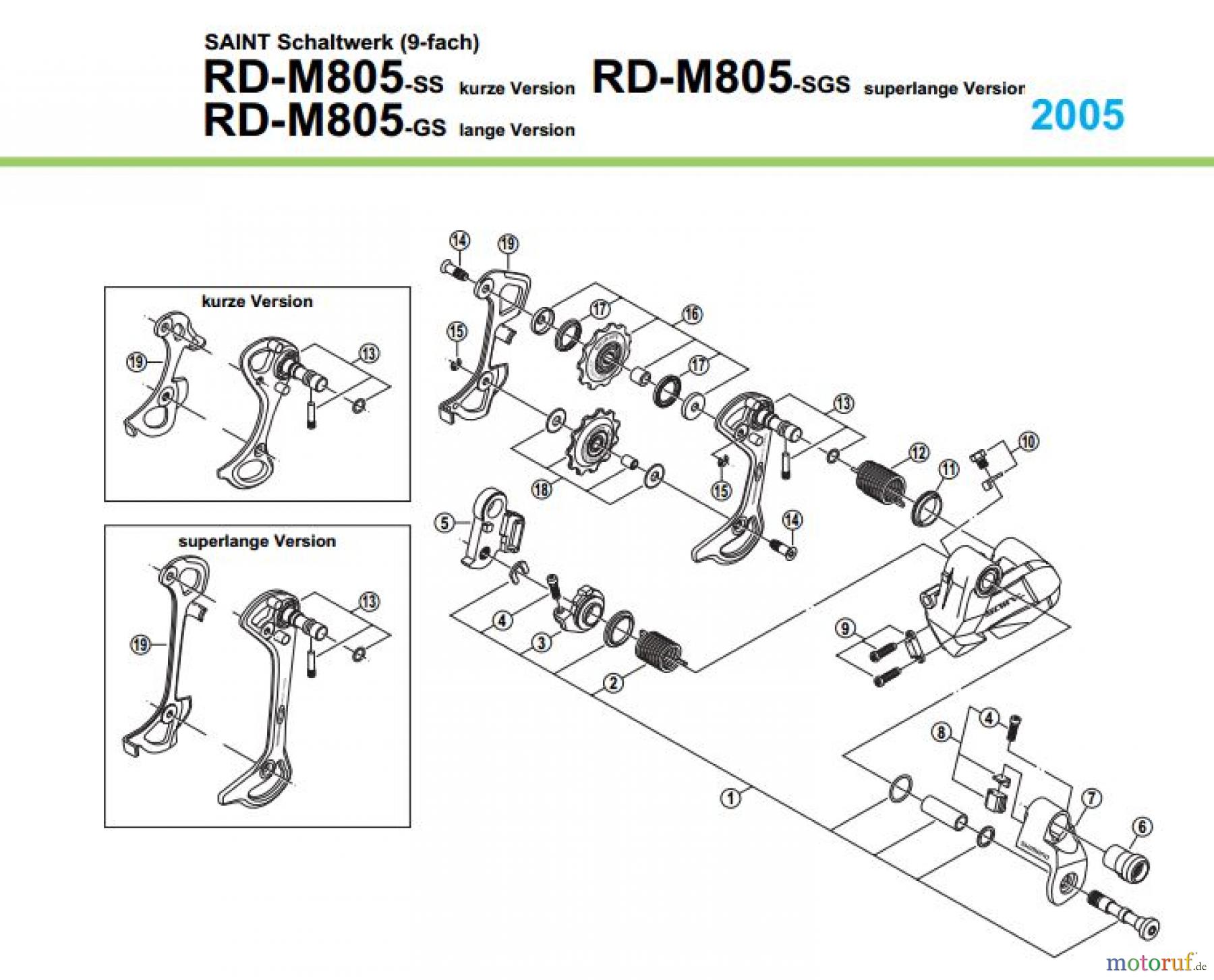  Shimano RD Rear Derailleur - Schaltwerk RD-M805-05