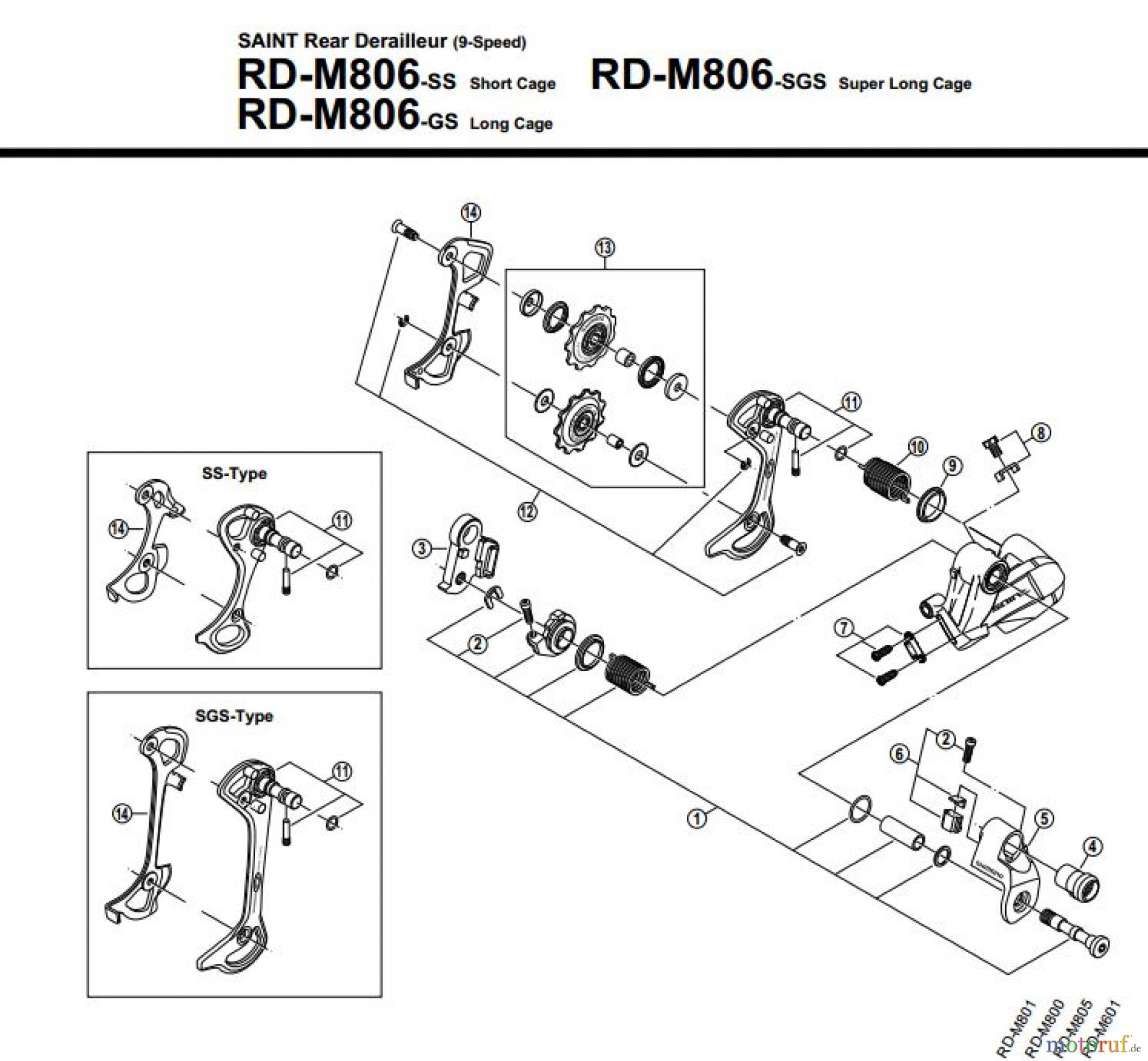  Shimano RD Rear Derailleur - Schaltwerk RD-M806