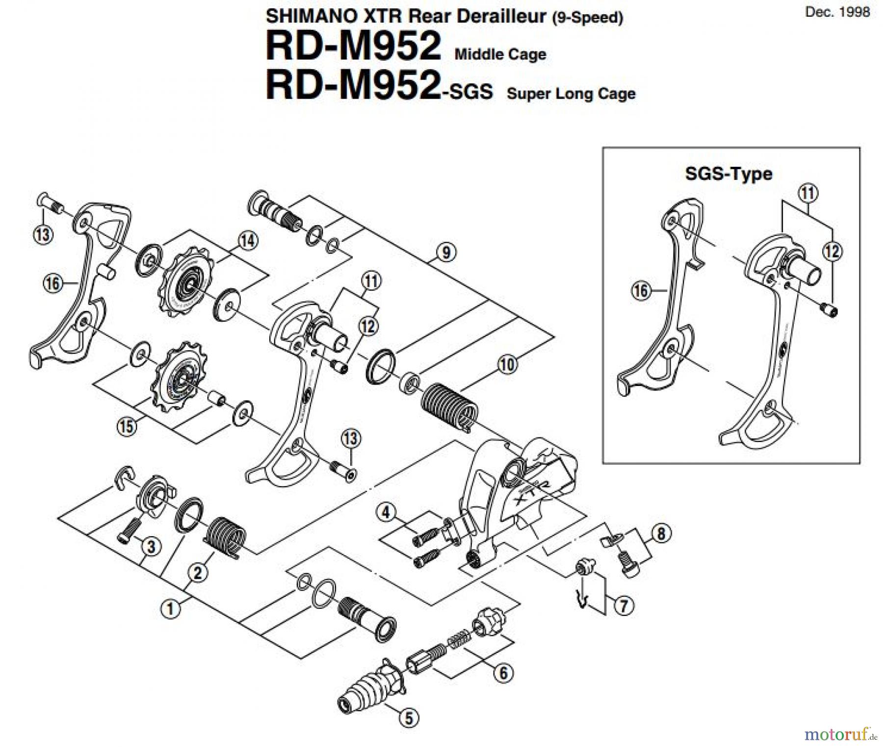  Shimano RD Rear Derailleur - Schaltwerk RD-M952-EV