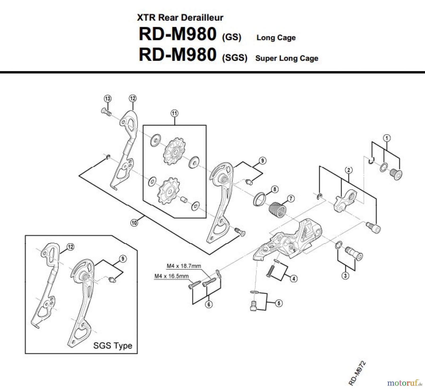  Shimano RD Rear Derailleur - Schaltwerk RD-M980-3085