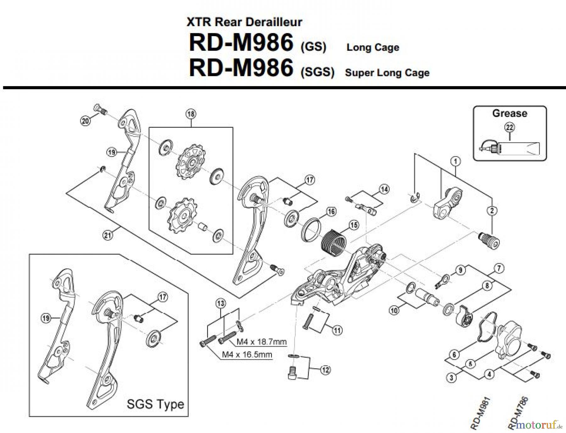  Shimano RD Rear Derailleur - Schaltwerk RD-M986-3430