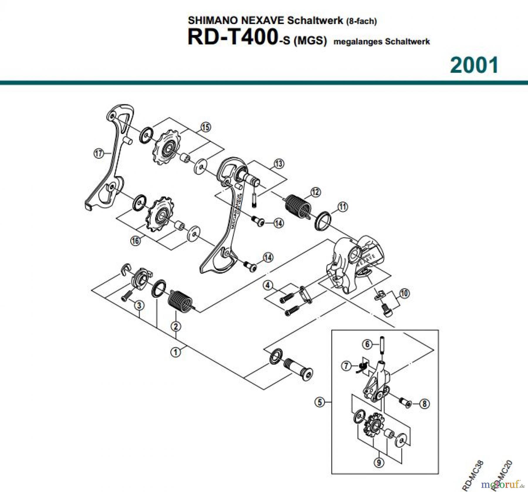  Shimano RD Rear Derailleur - Schaltwerk RD-T400-S-MGS-01