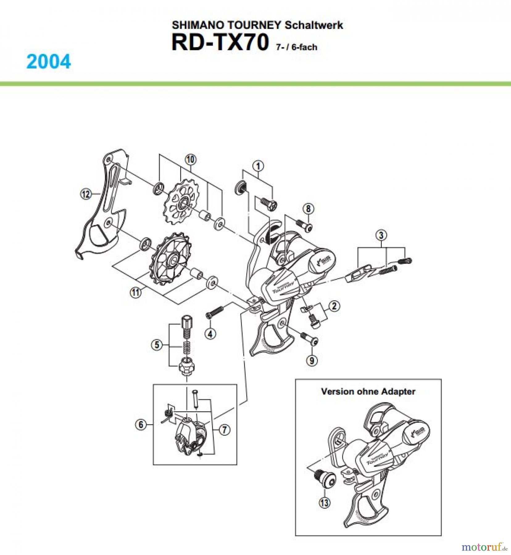  Shimano RD Rear Derailleur - Schaltwerk RD-TX70-04