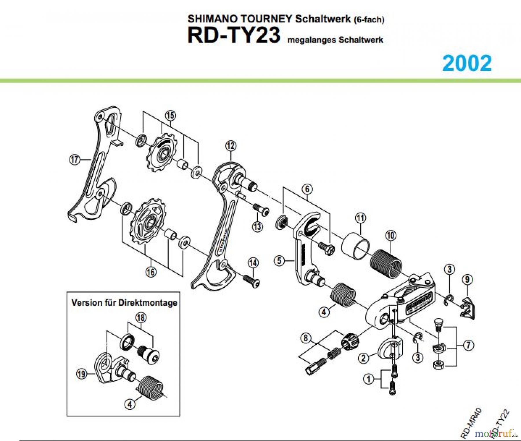  Shimano RD Rear Derailleur - Schaltwerk RD-TY23-02