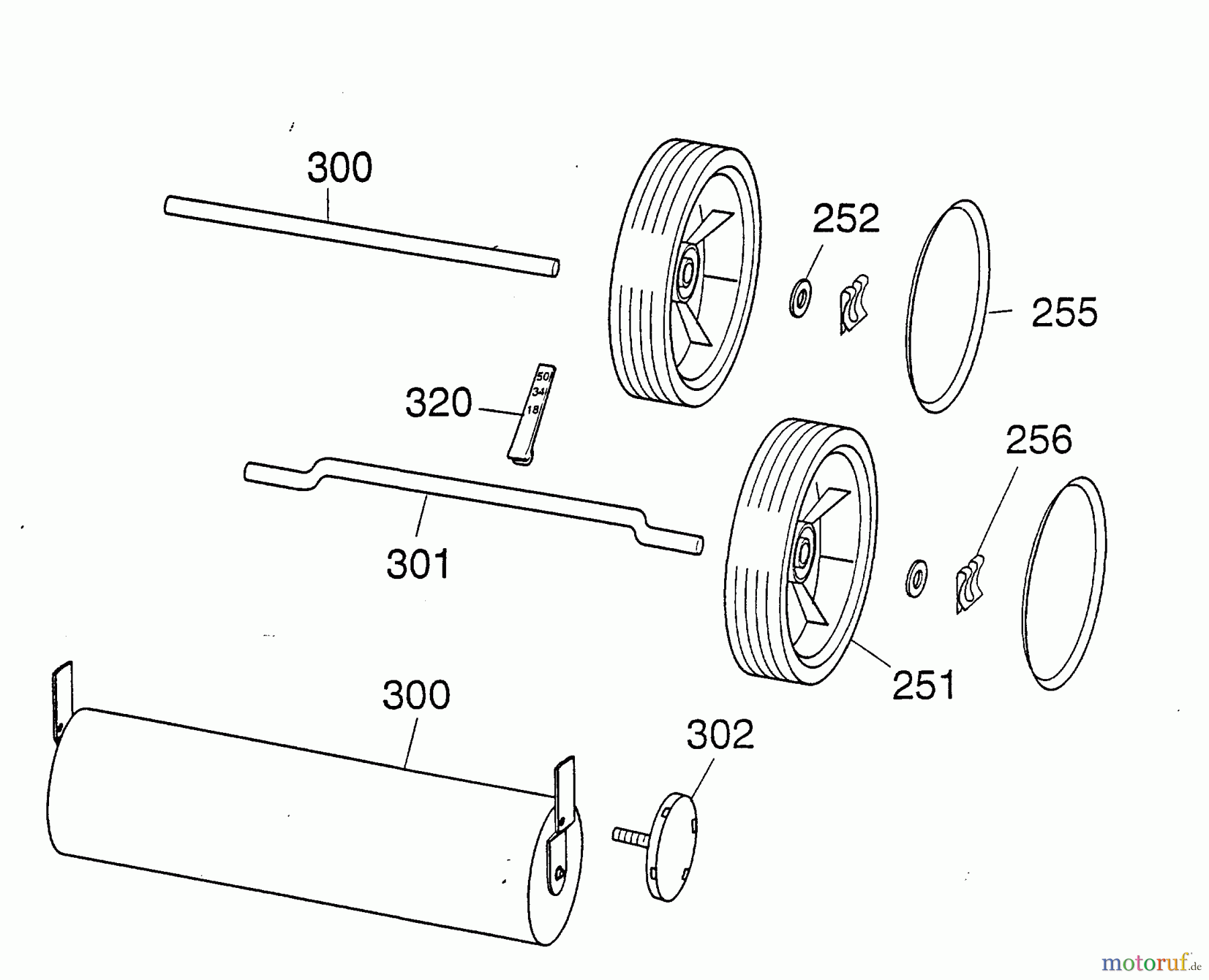  Wolf-Garten Battery mower Picco 32 Accu 4911002 Series A  (1997) Axles, Wheels, Roller