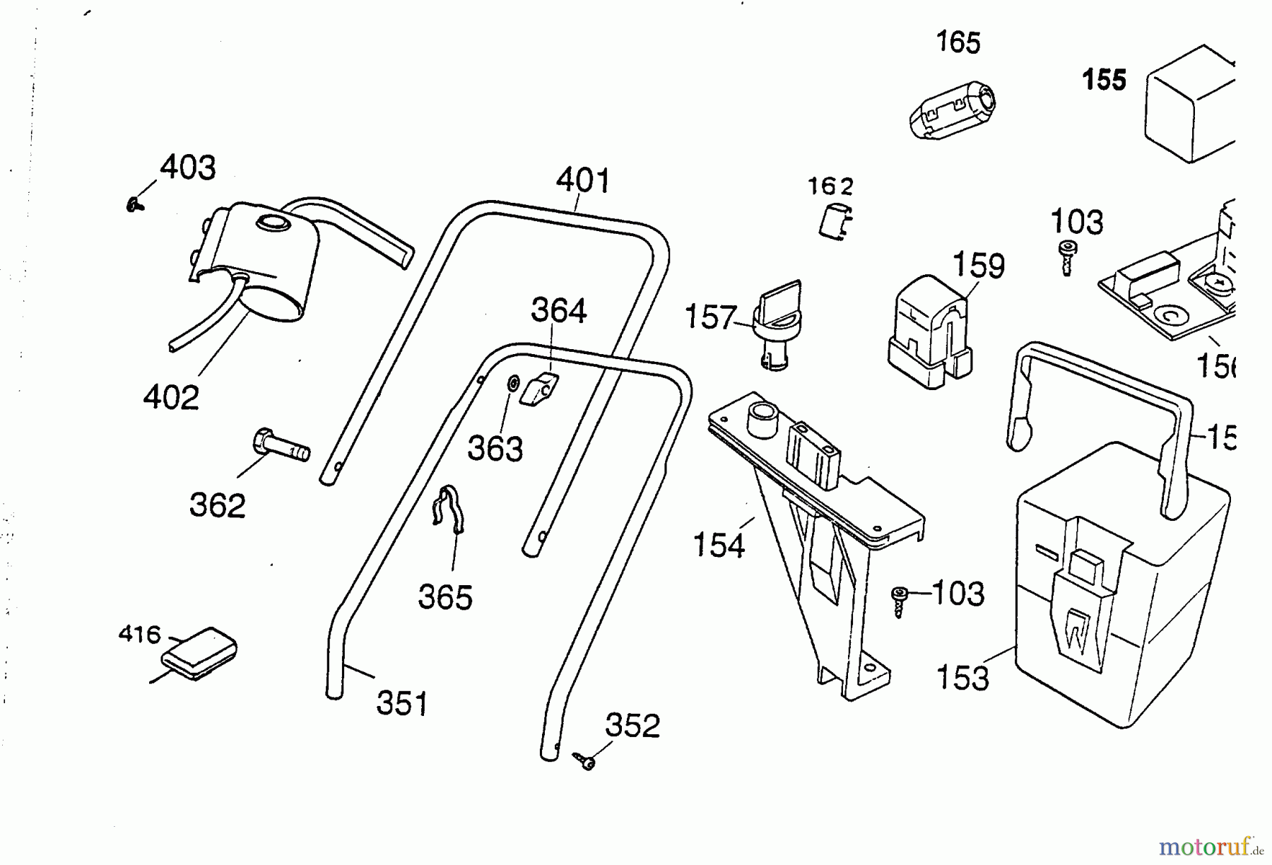  Wolf-Garten Battery mower Picco 32 Accu 4911002 Series A  (1996) Electric parts, Handle