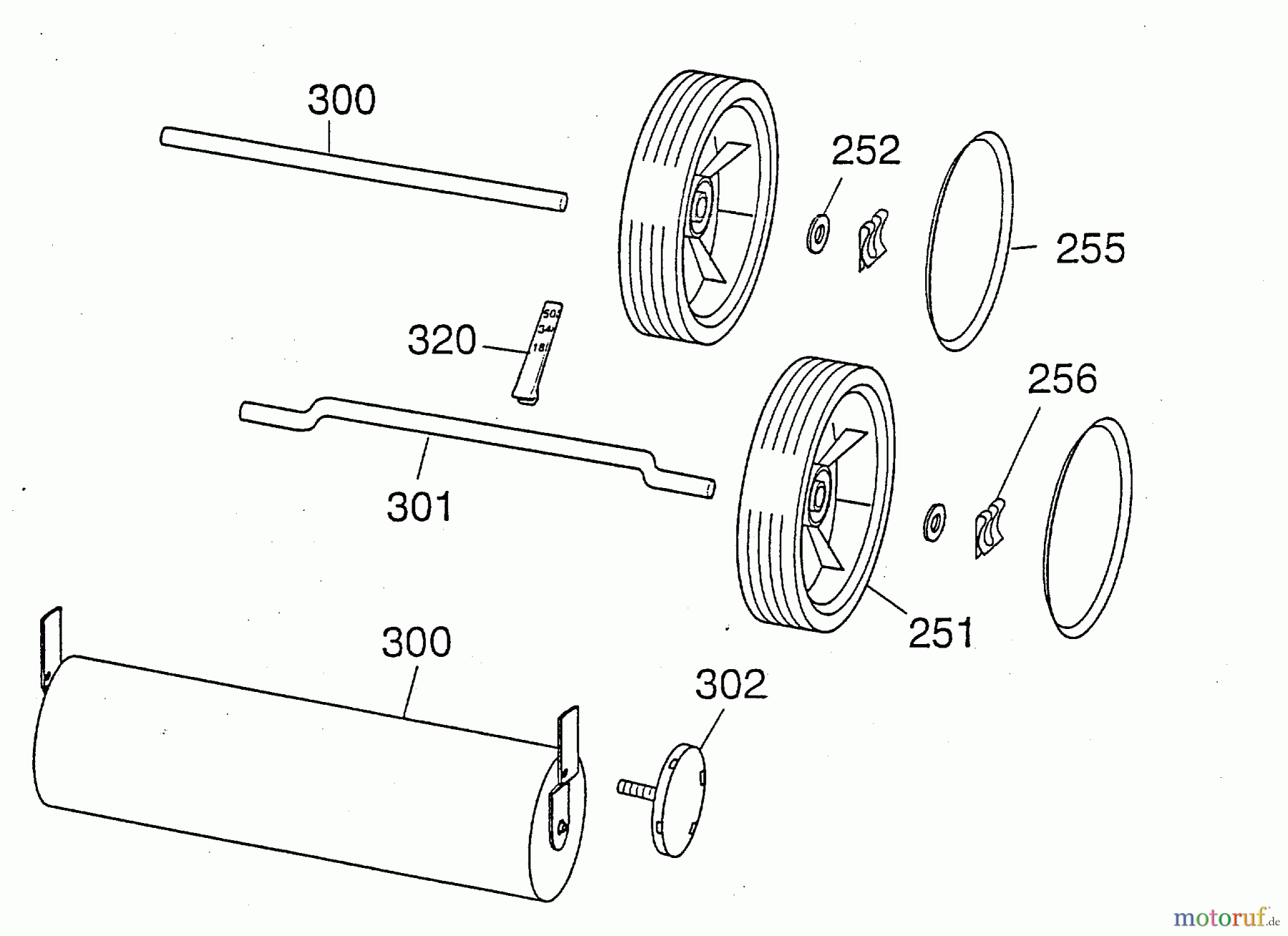  Wolf-Garten Electric mower P 32 E 9 4901001 Series A  (1997) Axles, Wheels, Roller