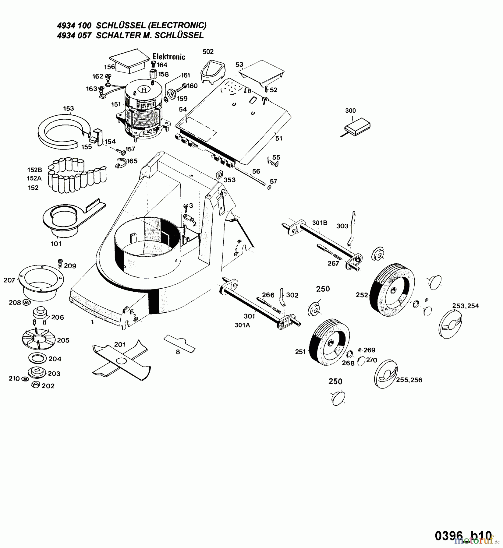  Wolf-Garten Battery mower 6.35 Accu 4934680 Series D  (1996) Electric motor, Electric parts, Blade, Wheels