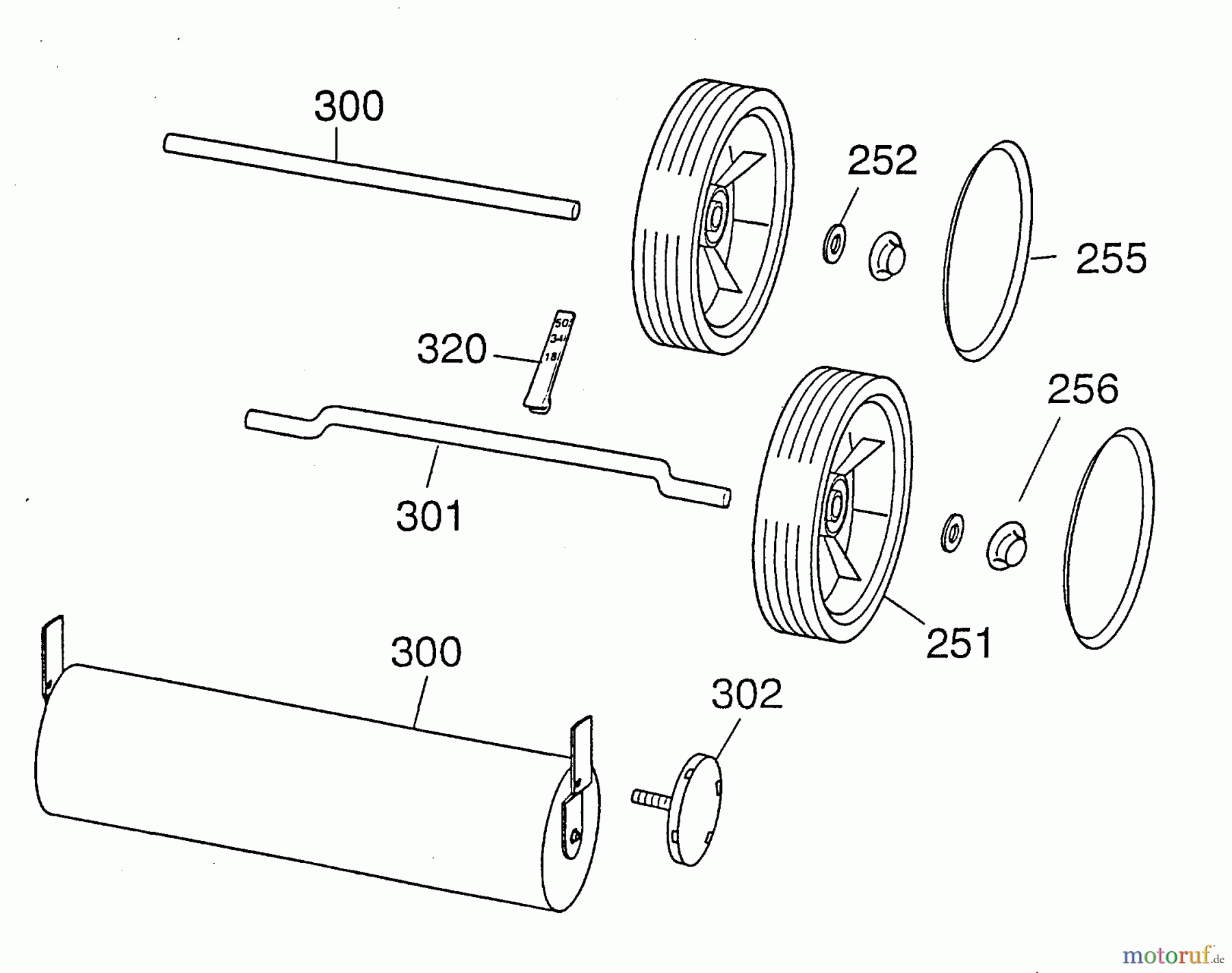  Wolf-Garten Electric mower Picco 32 E 4901003 Series B  (1999) Axles, Wheels, Roller