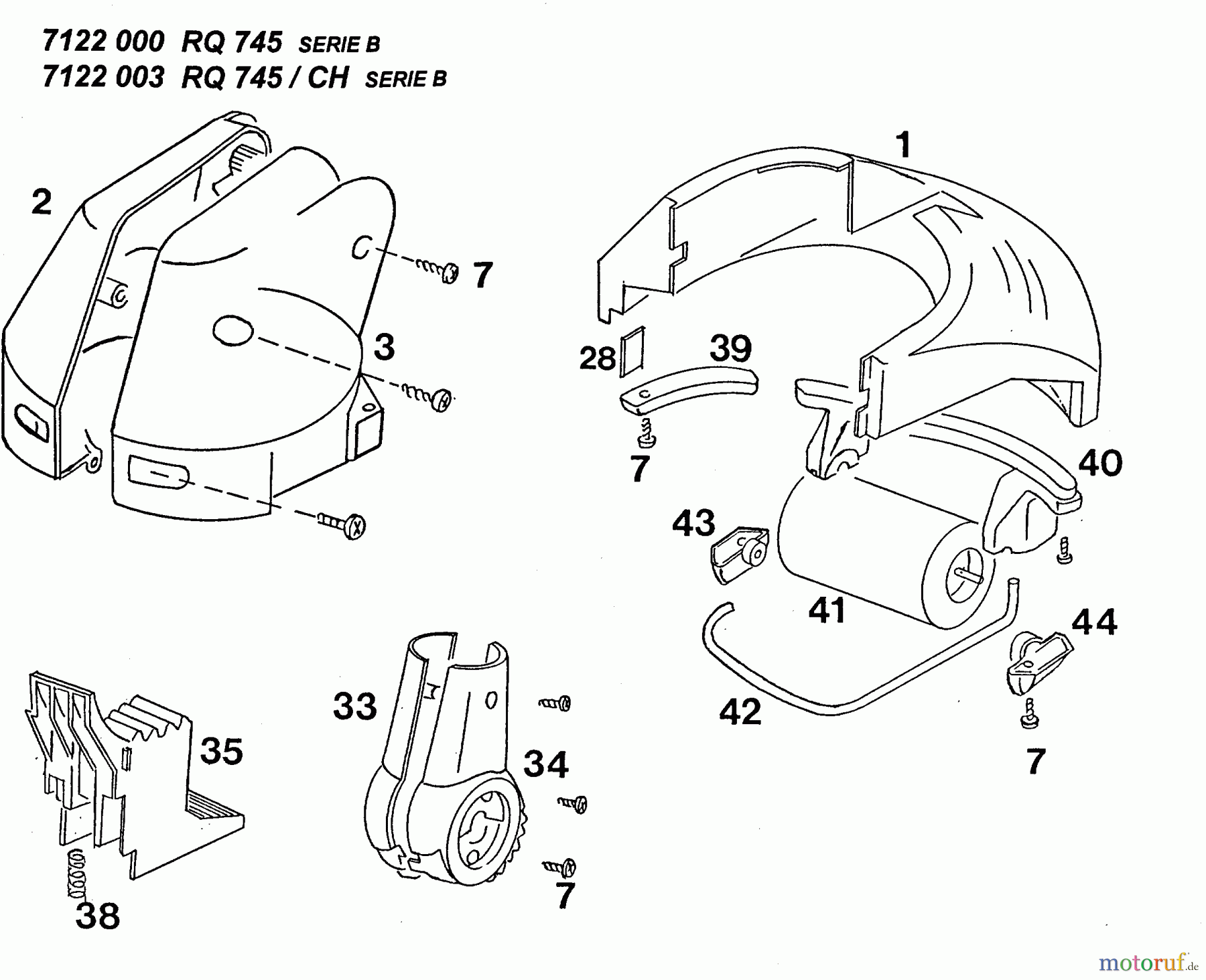  Wolf-Garten Electric trimmer RQ 745 7122003  (1996) Motor housing, Deflector