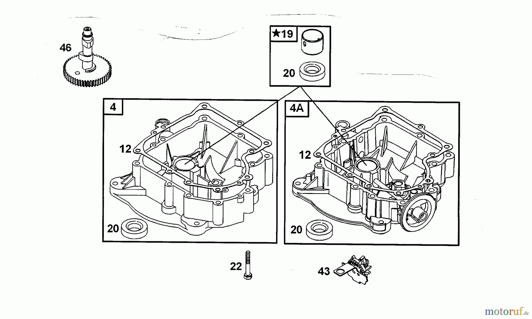  Wolf-Garten Petrol engines Briggs&Stratton Diamond I/C OHV 1001000  (2001) Camshaft, Sump bases