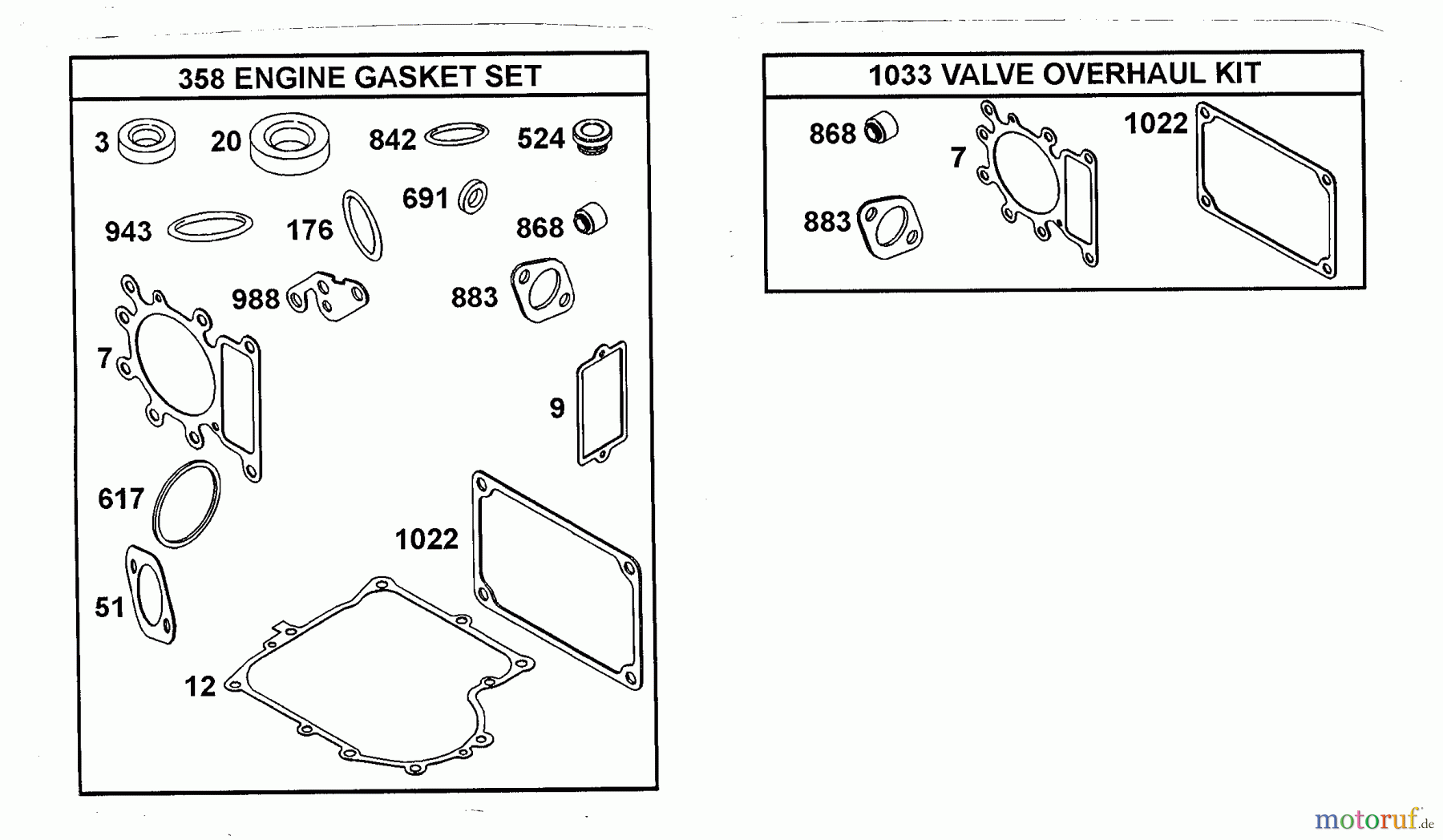  Wolf-Garten Petrol engines Briggs&Stratton Diamond I/C OHV 1001000  (2001) Gasket set engine