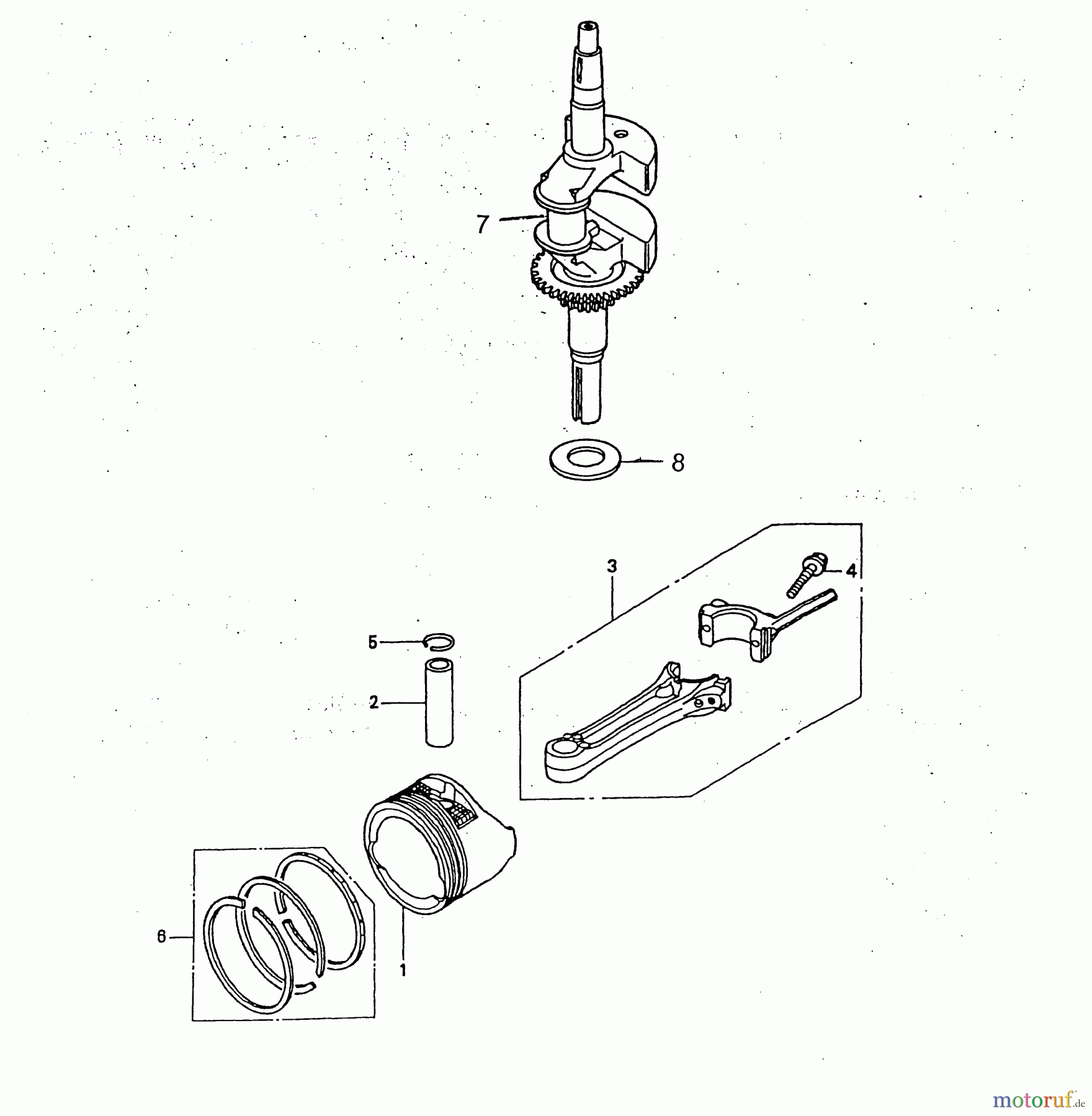  Wolf-Garten Petrol engines Honda GCV 135 2098000-135  (2004) Piston, Crankshaft, Connecting rod