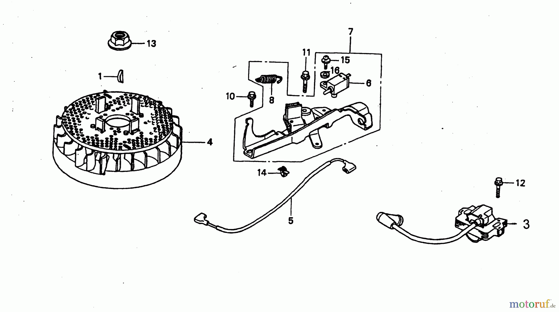  Wolf-Garten Petrol engines Honda GCV 135 2098000-135  (2004) Brake, Flywheel,  Ignition coil