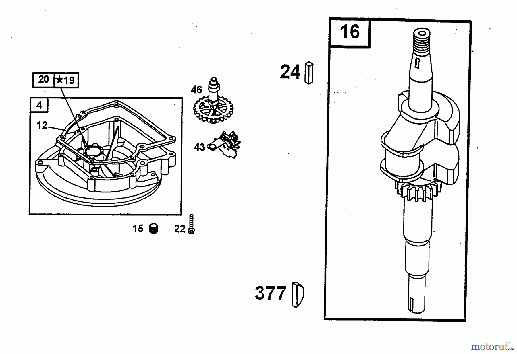  Wolf-Garten Petrol engines Briggs&Stratton Classic 35 2077000  (2004) Crankshaft, Camshaft, Crankcase cover